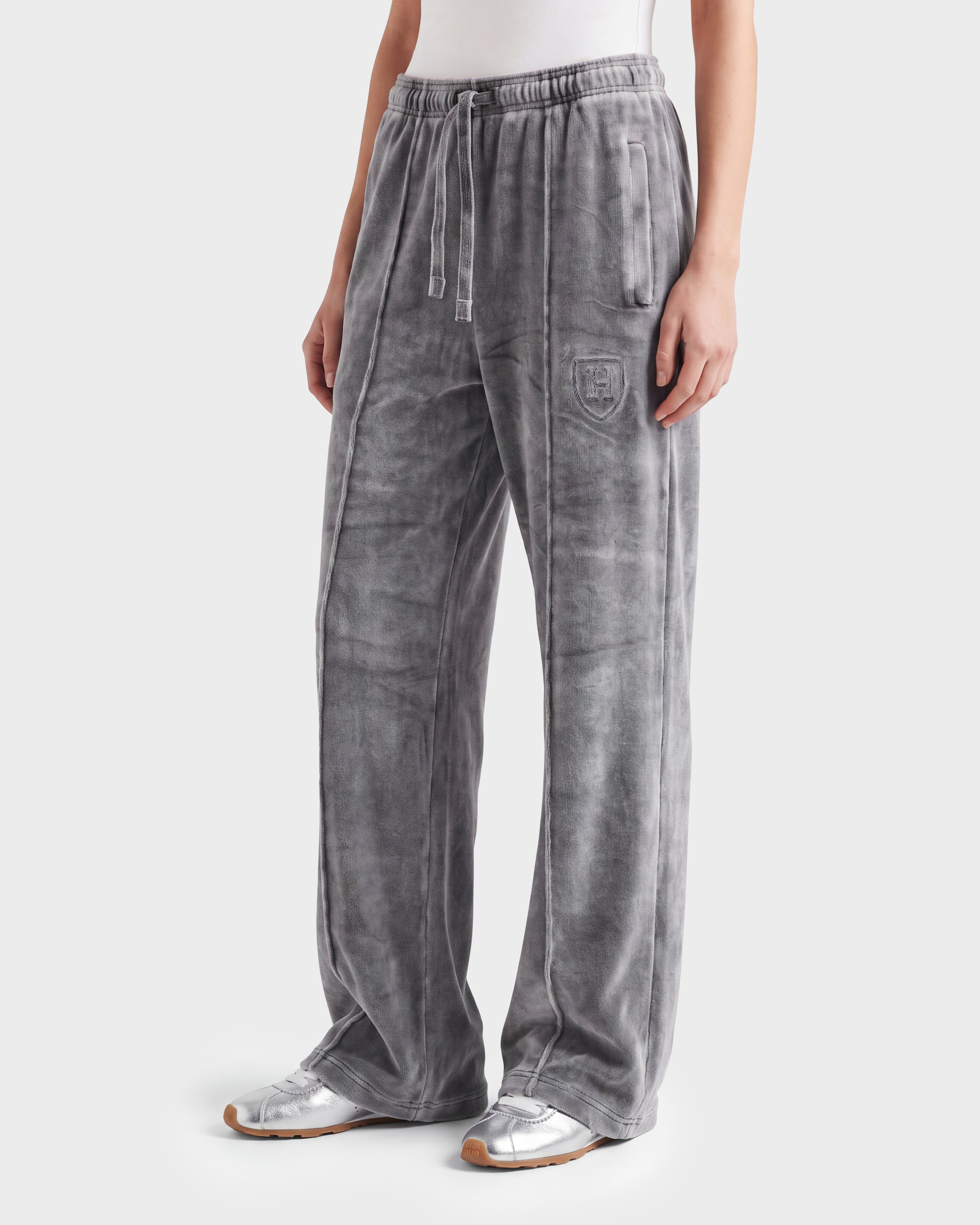 Rudsak Olivya HV Harvard Titanium Velour Jogger Track Pants