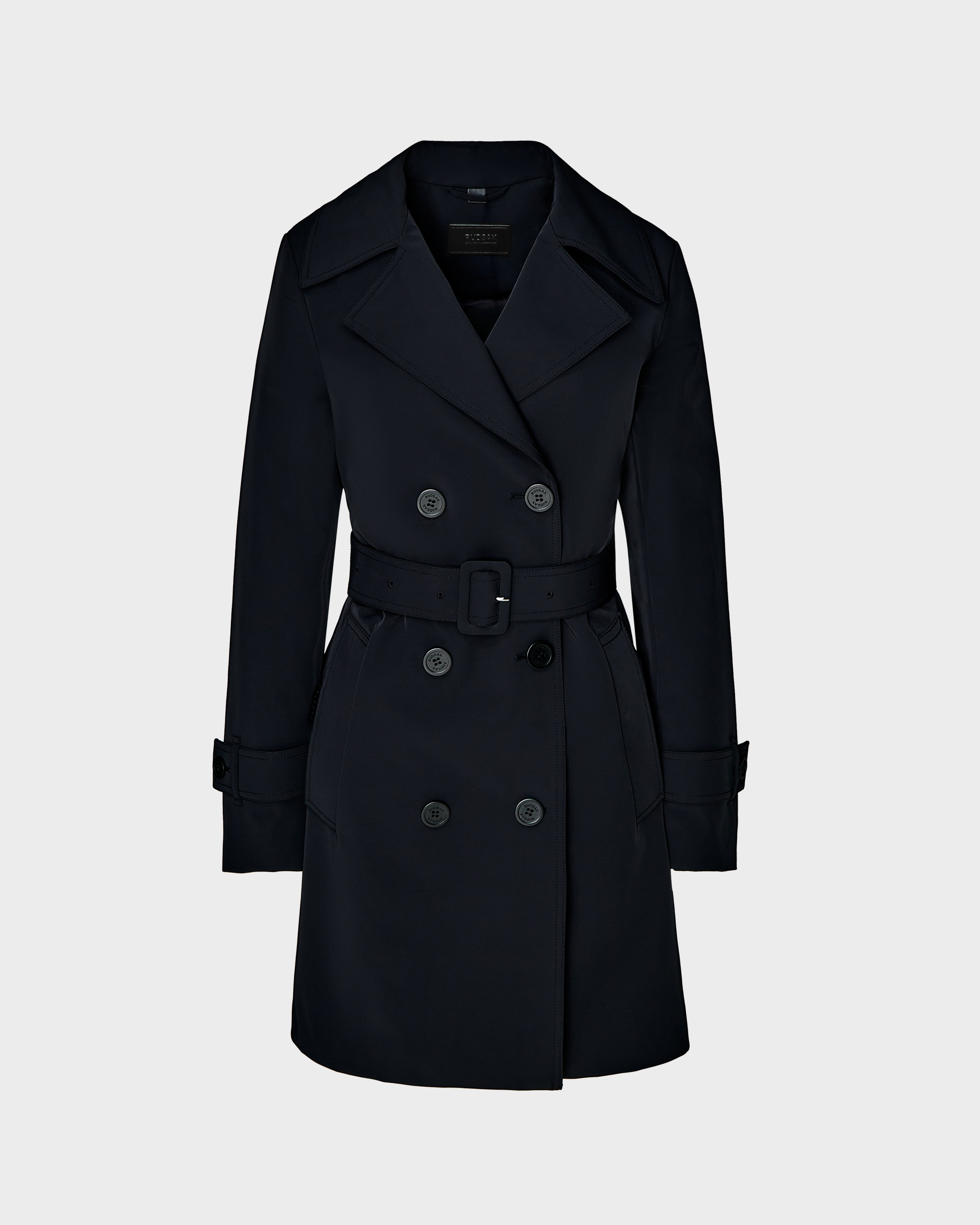 RUDSAK KIMBERLY Black Women's Belted Trench Coat | Water-Repellent