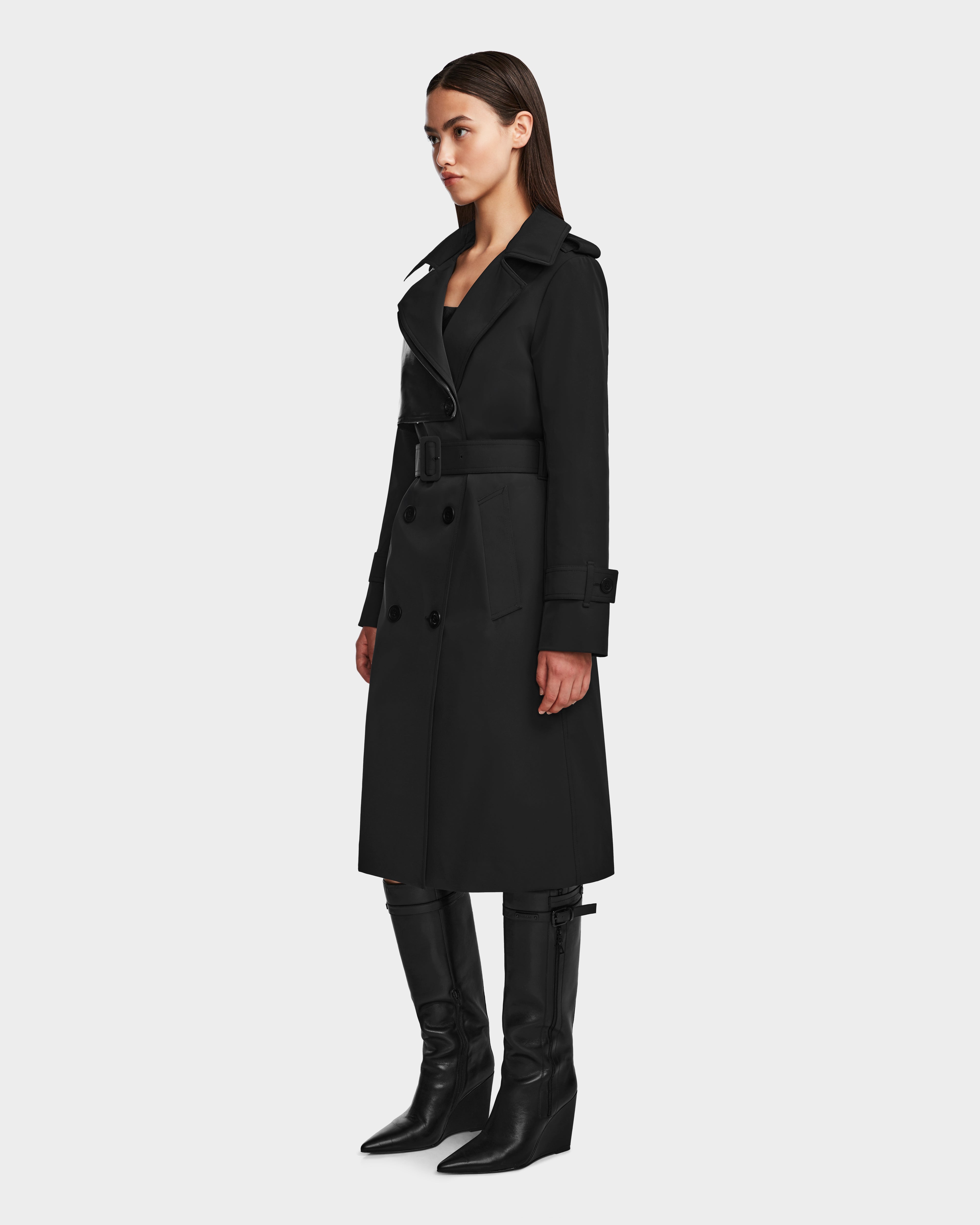 KINDA Women's Trench Coat Water-Repellant Luxurious Leather