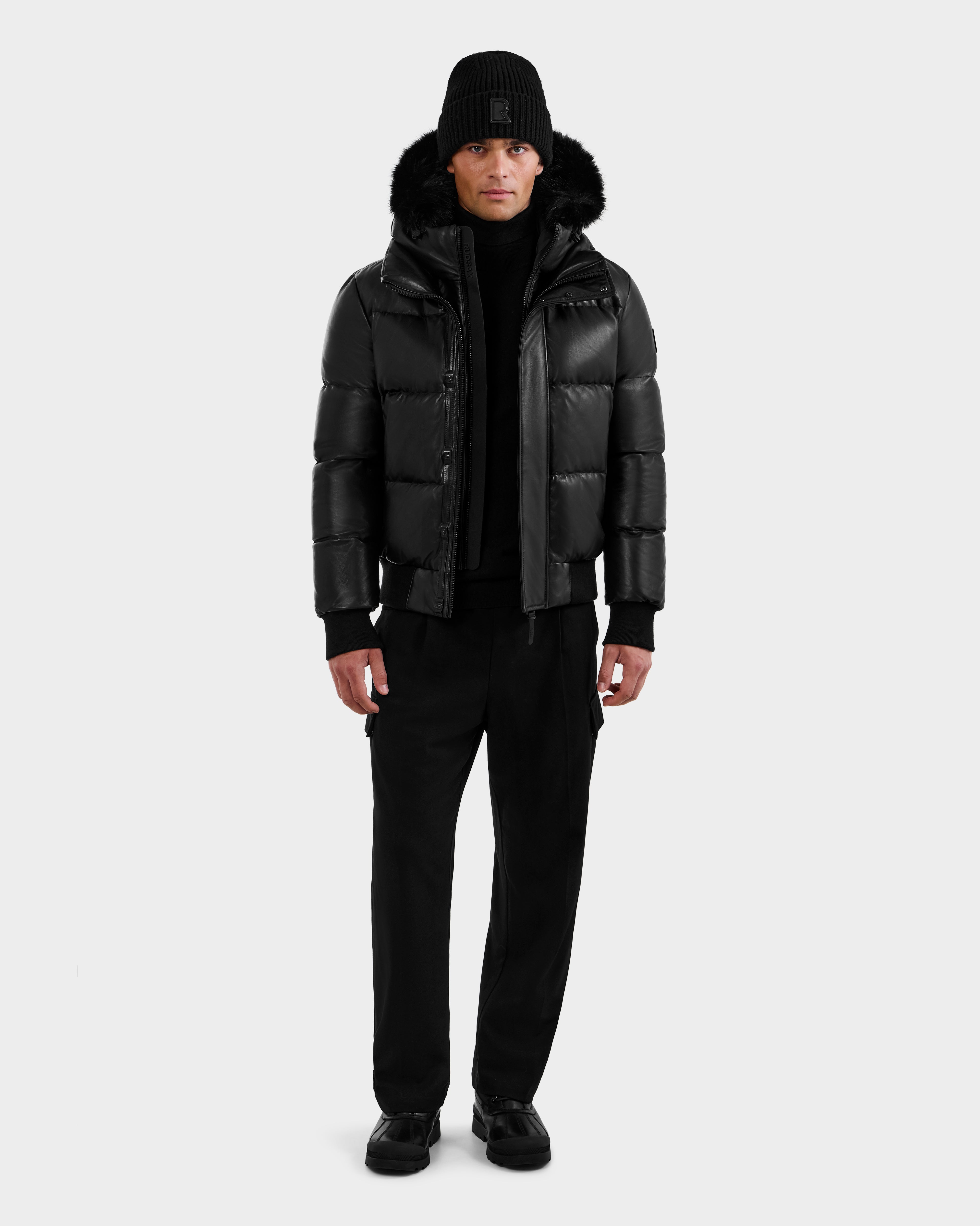 RUDSAK 本革 レザーダウン ジャケット 黒 XS フード ベルト y2k FW25_BondX_6122525_Black_Men_O