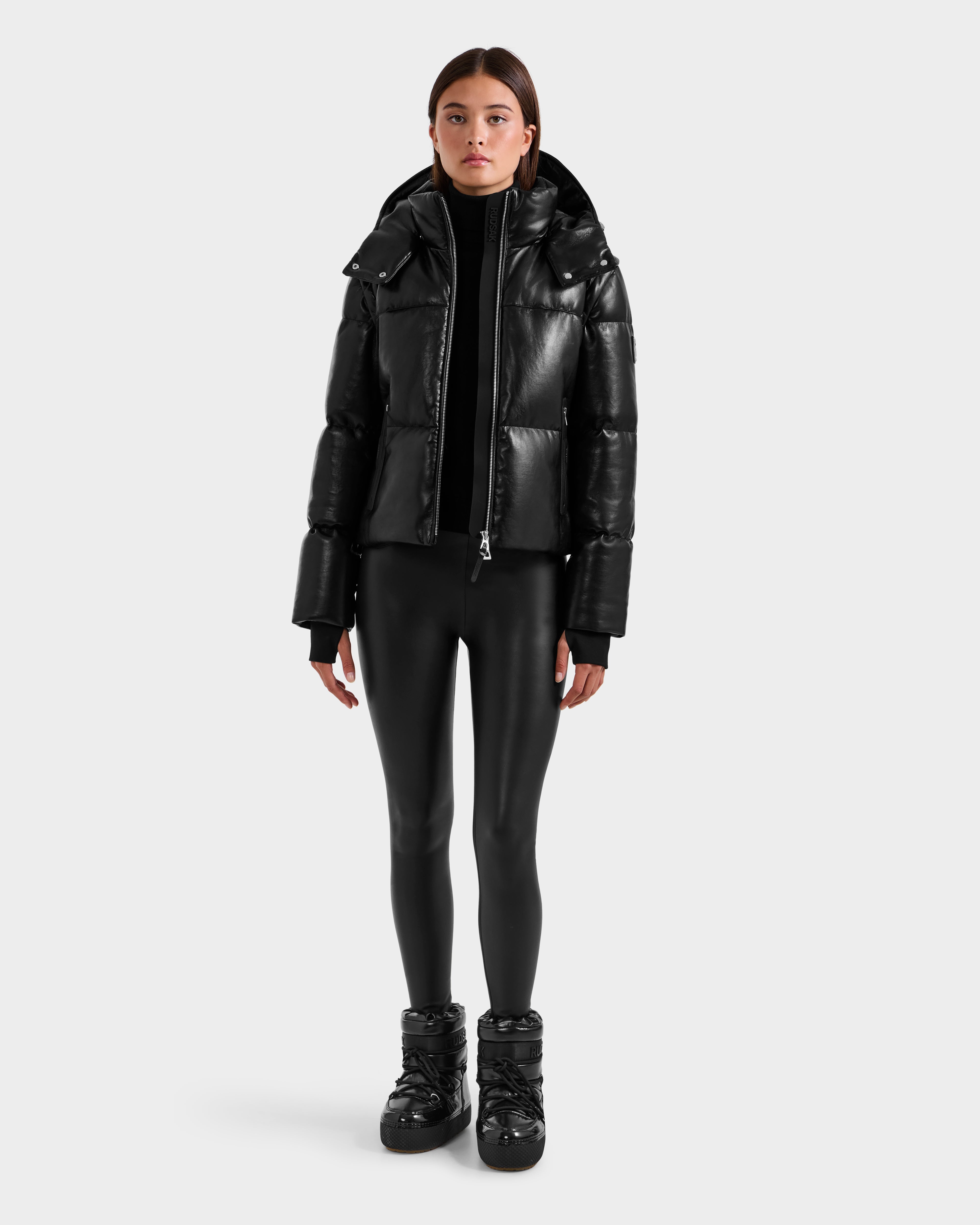 RUDSAK 本革 レザーダウン ジャケット 黒 XS フード ベルト y2k FW25_DelilahPX_L125537_Black_W
