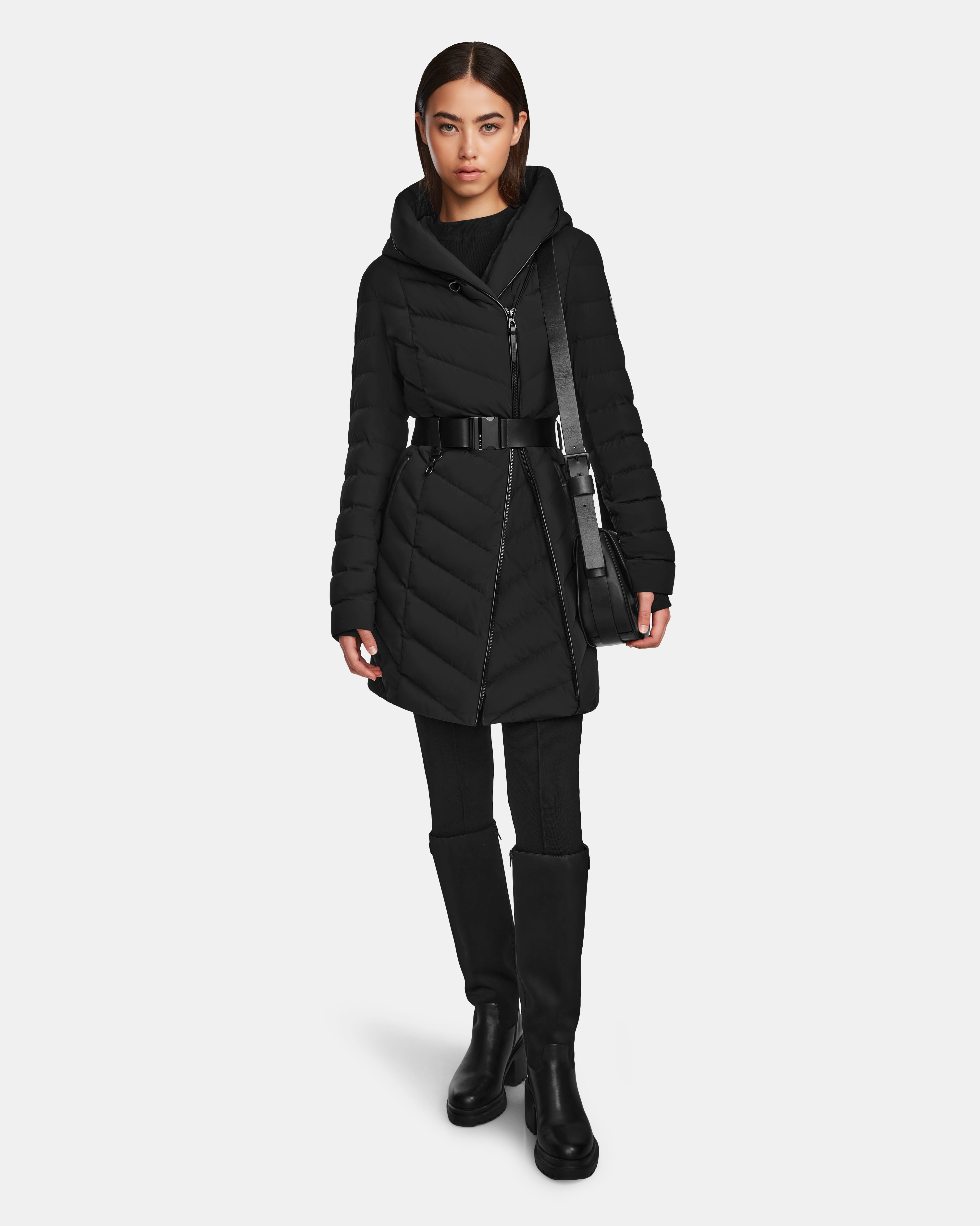 DITA Women's Black Knee-Length Quilted Down Puffer | Warm & Sleek