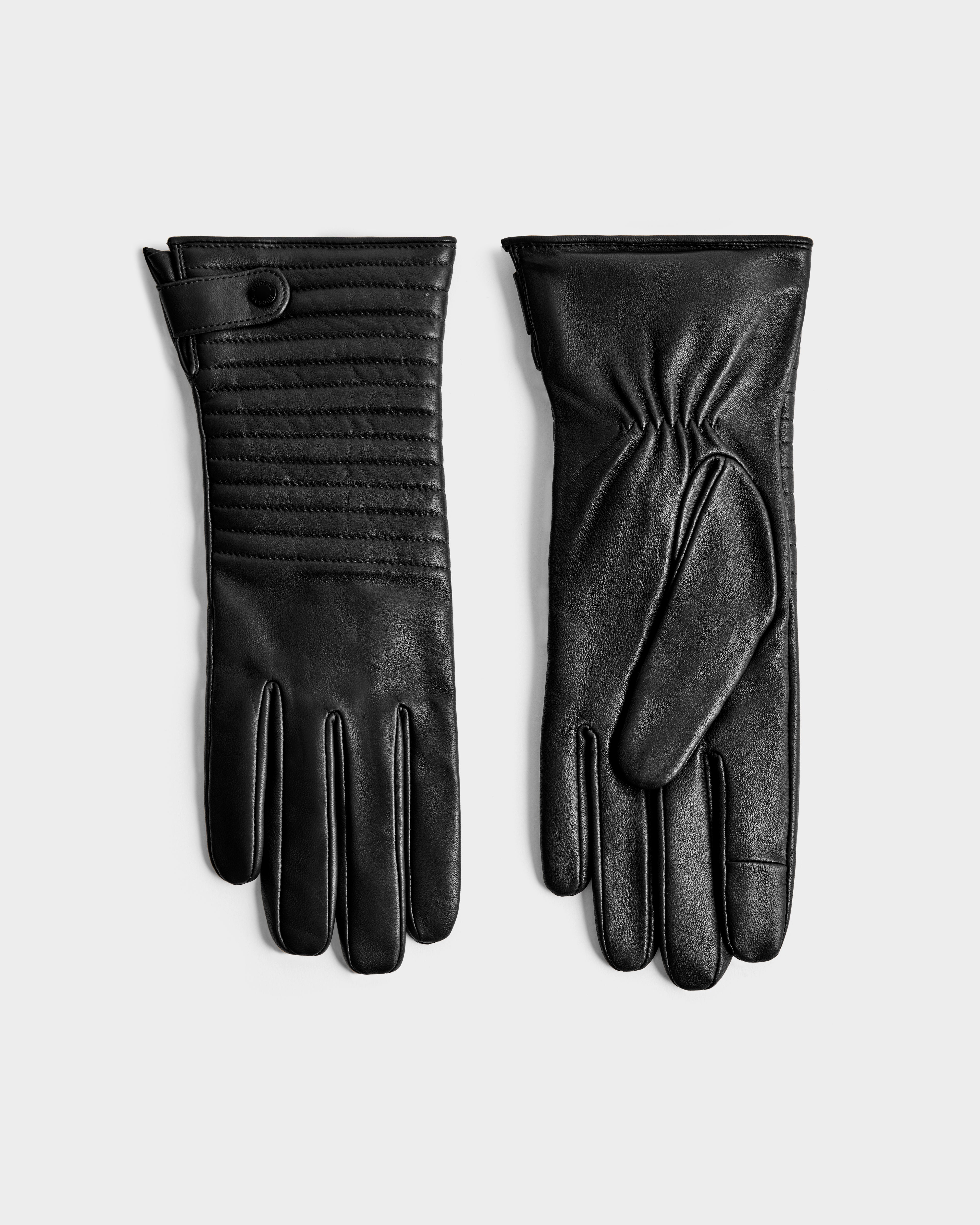 ラ様 REBELWAVE | Opium Zip Leather Gloves RUDSAK GEMMA Black Leather Gloves | Cashmere Warmth, Timeless