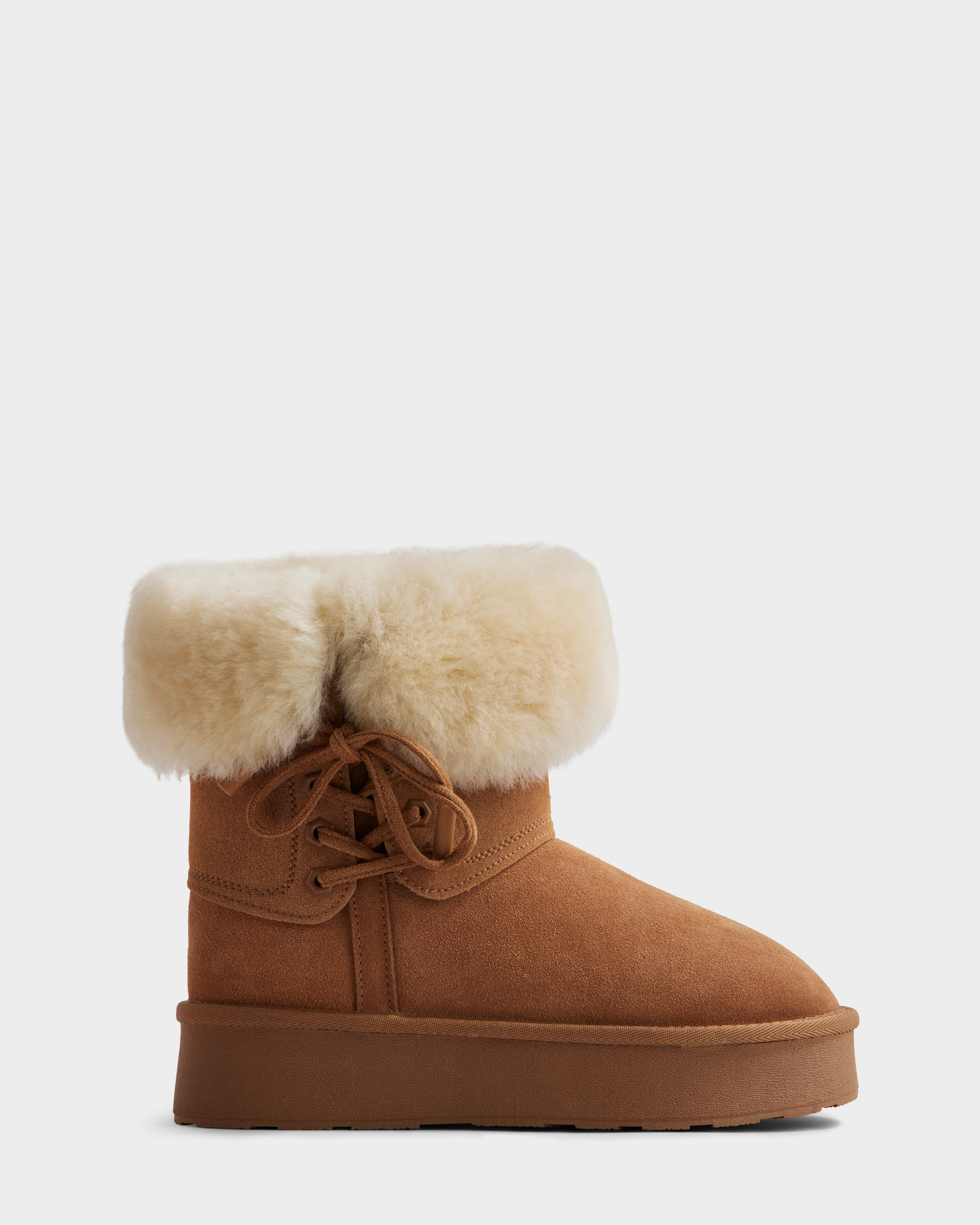 RUNA INESA RUDSAK Women's Tan Suede Platform Boots | Warmth & Comfort