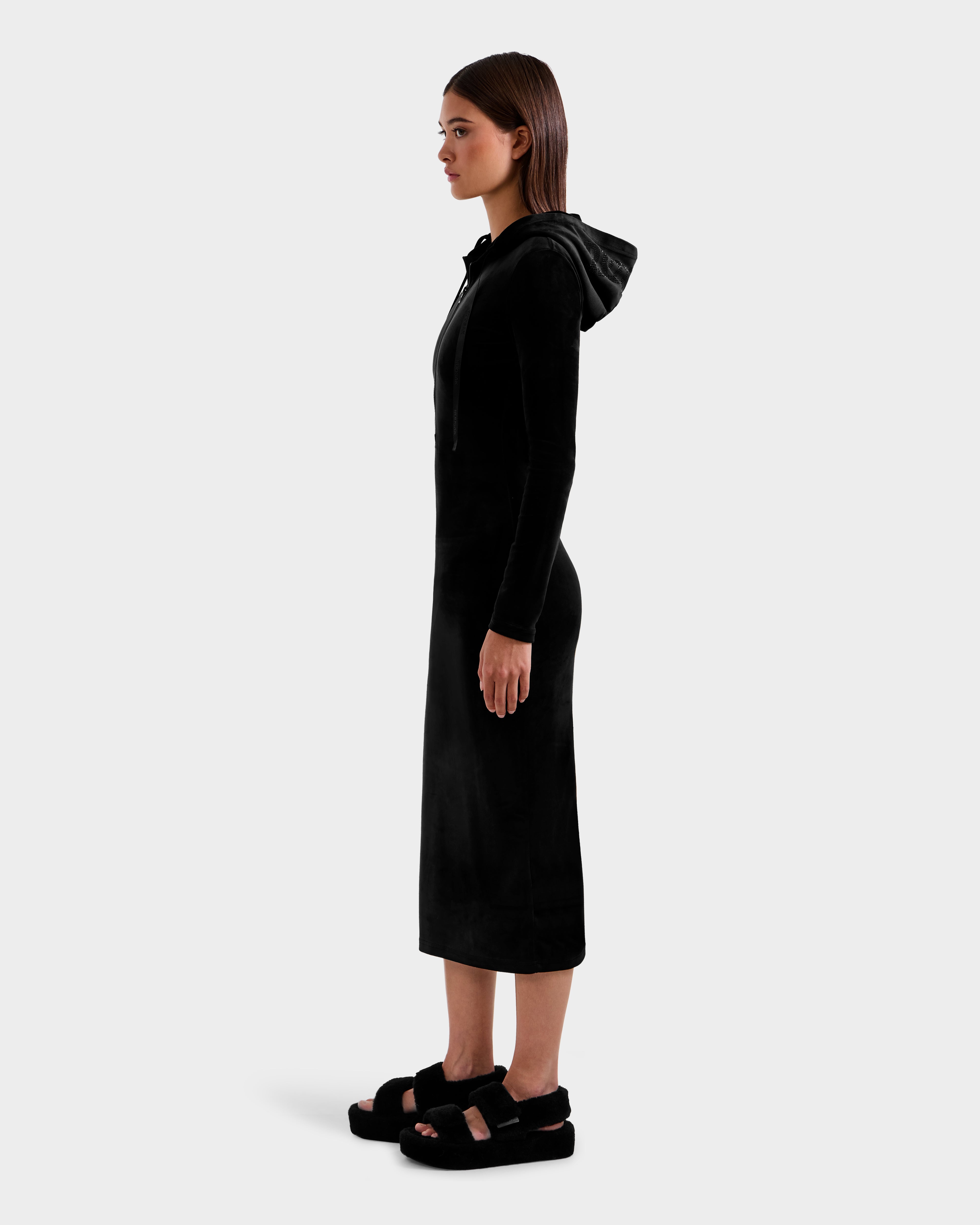 rhinestone black mini dress Women's Black Sweatshirt Dress main image 1