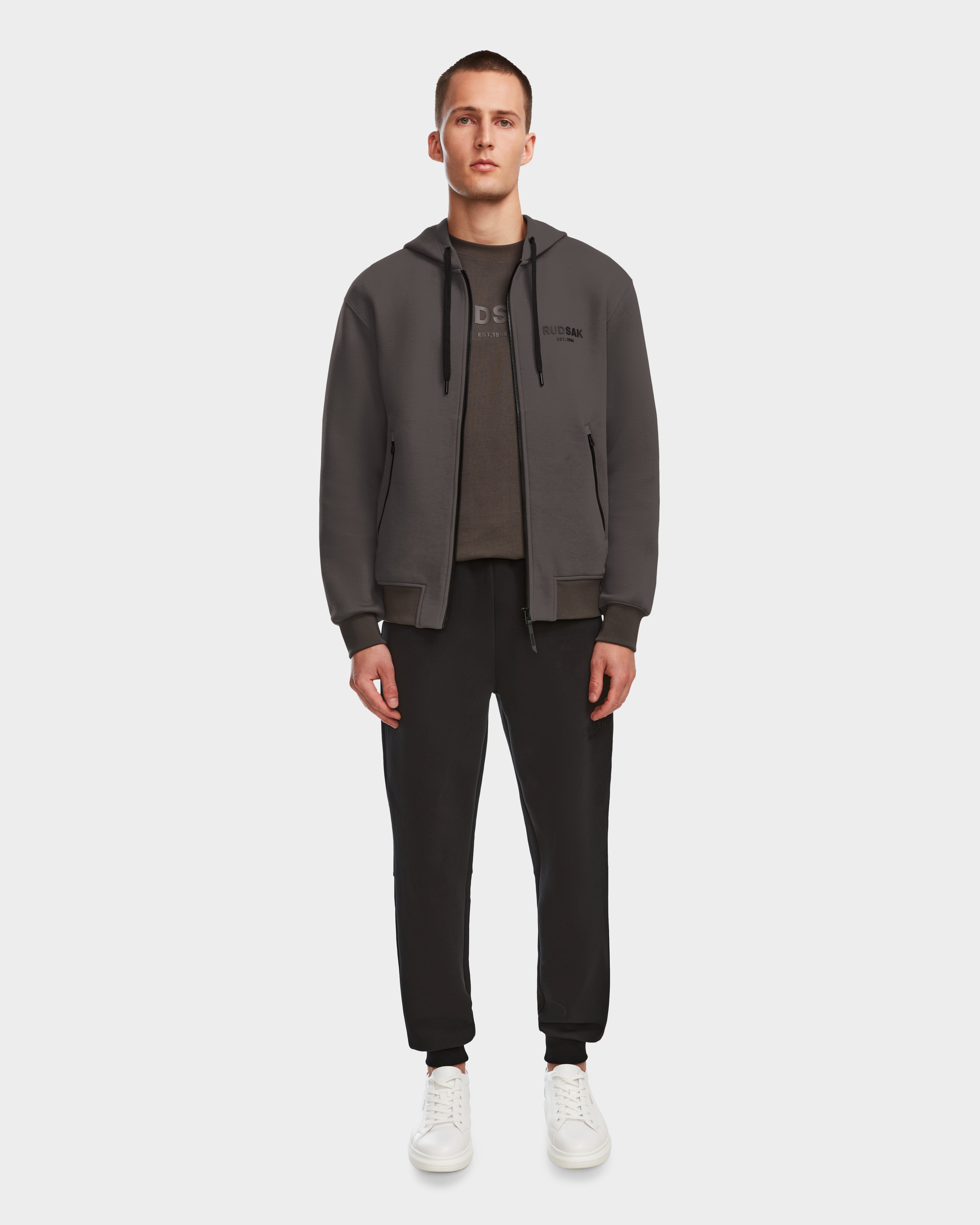 RUDSAK JACE Grey Unisex Zip-Up Hoodie - Soft, Versatile Comfort