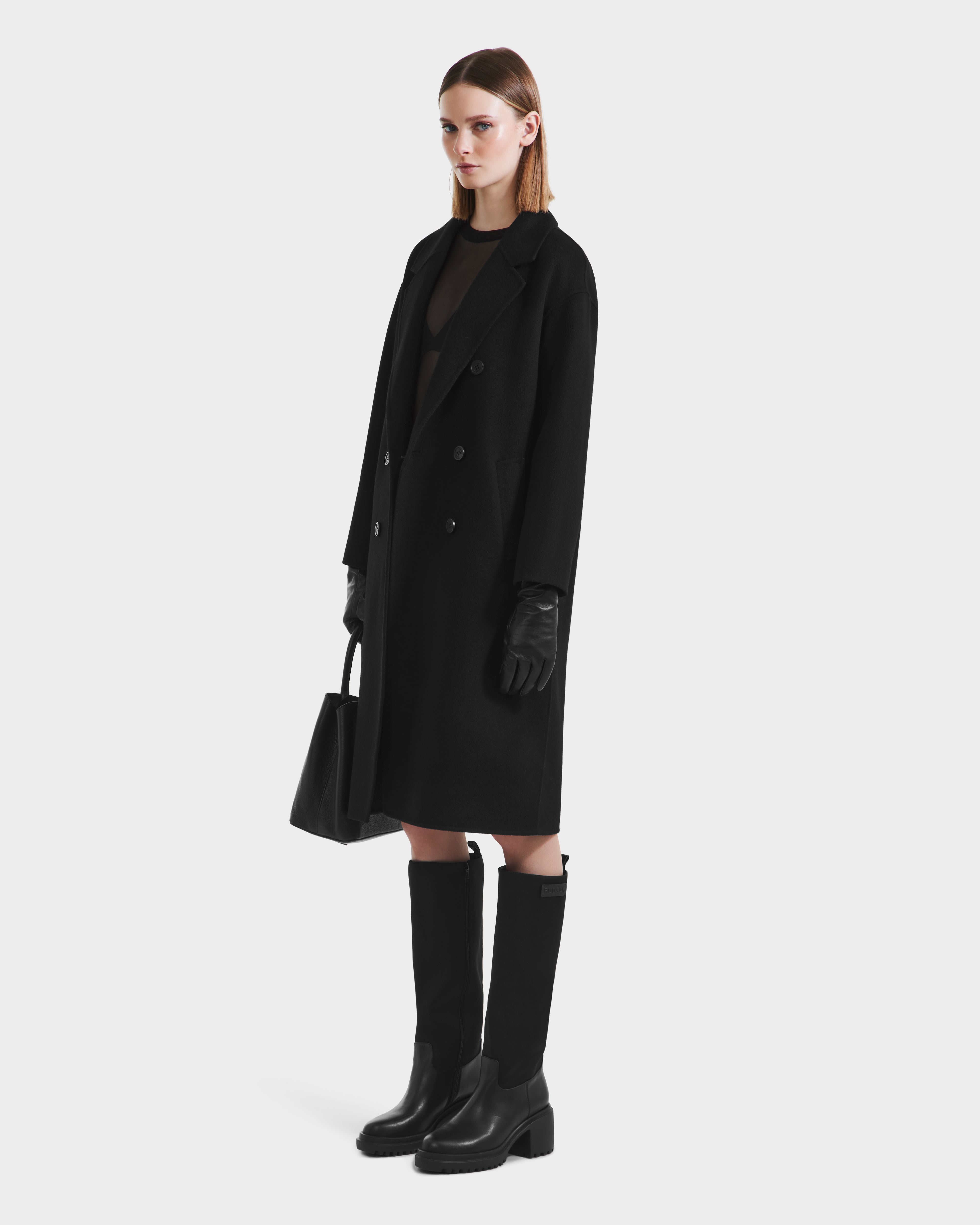 OVERCOAT ブラック ロングコート RUDSAK JADE Women's Black Wool Overcoat - Sophisticated & Warm