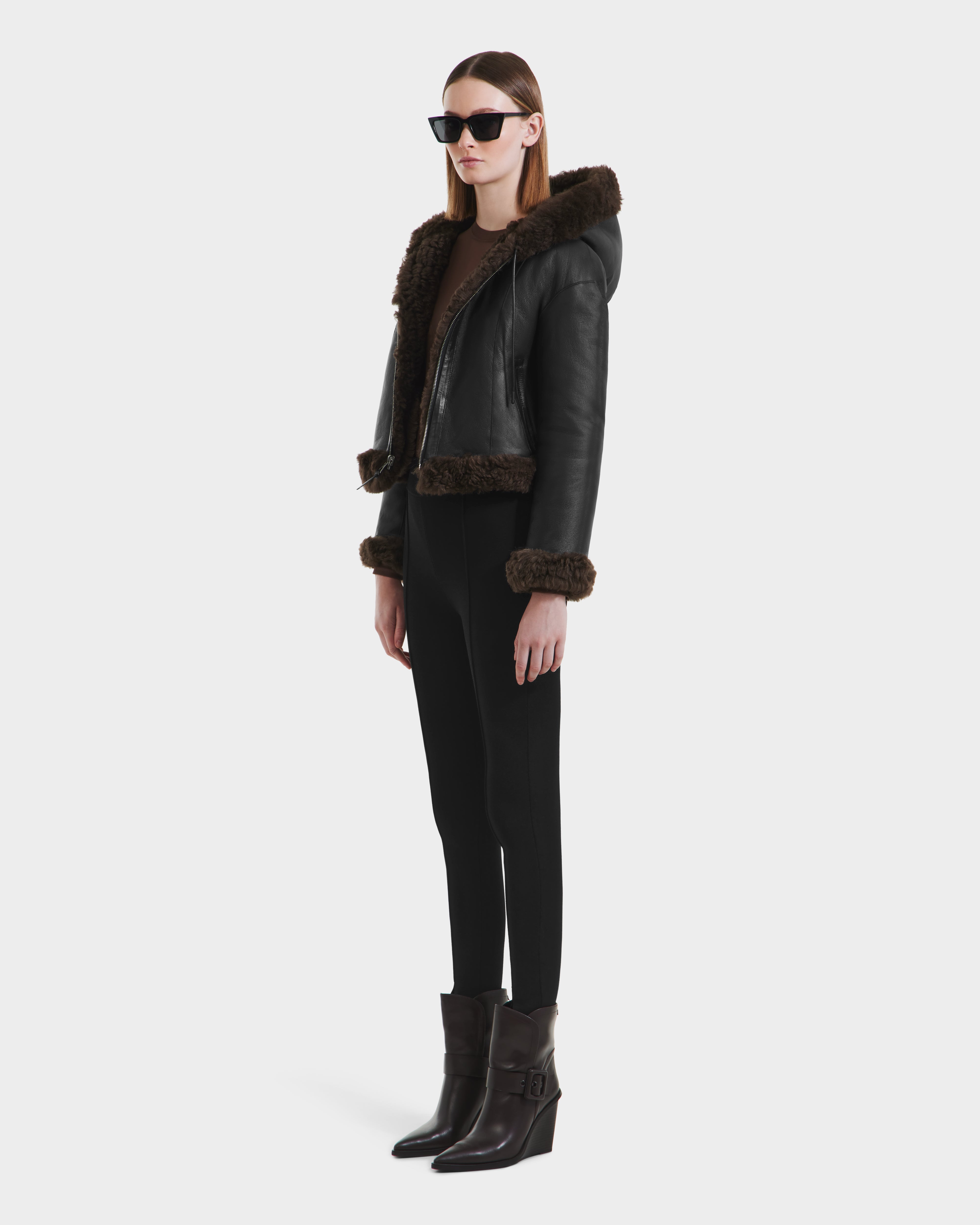 NORAH Women's Reversible Shearling & Leather Jacket: 2-in-1 Style