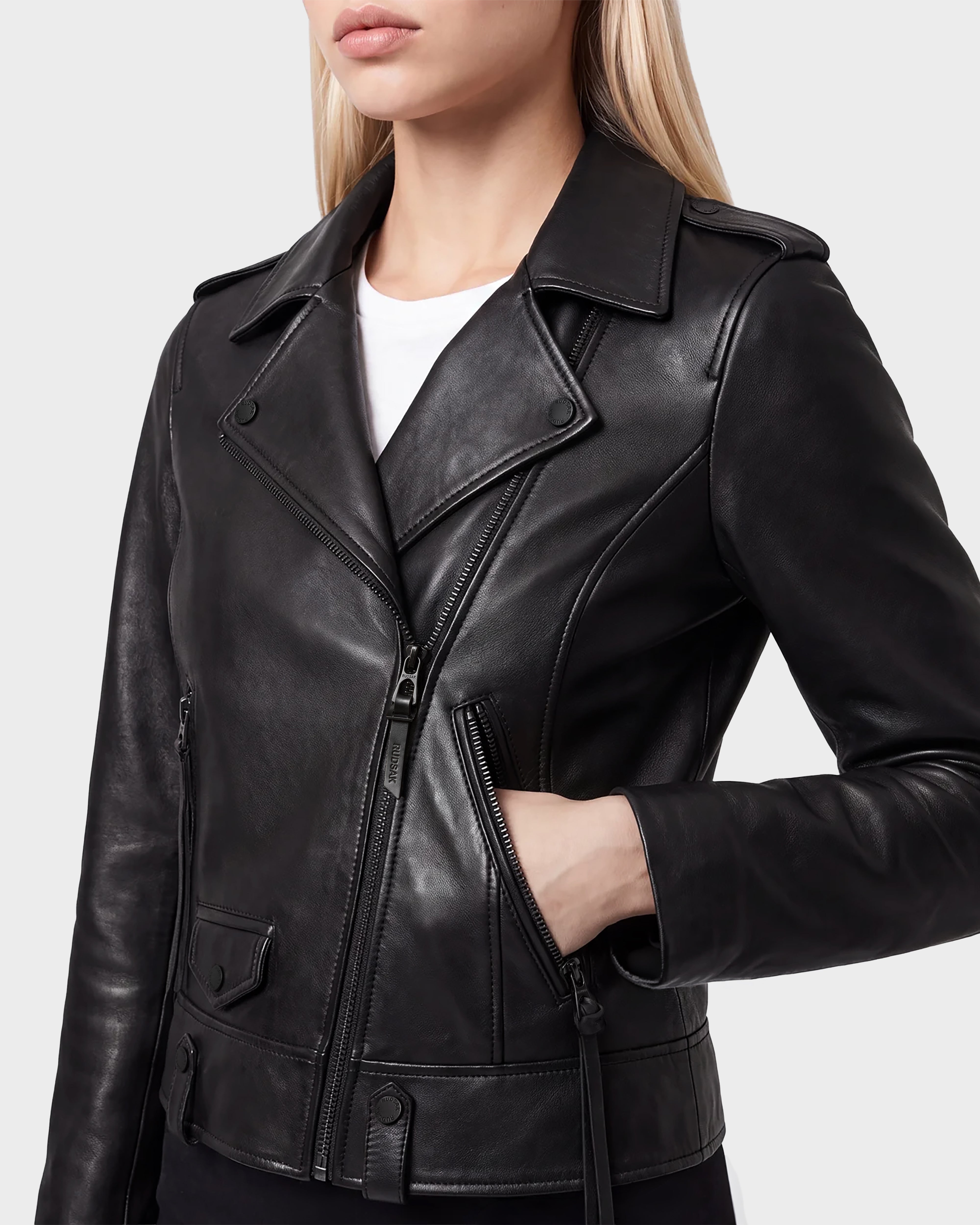 Women's leather jacket MERGO BLACK | RUDSAK – Rudsak