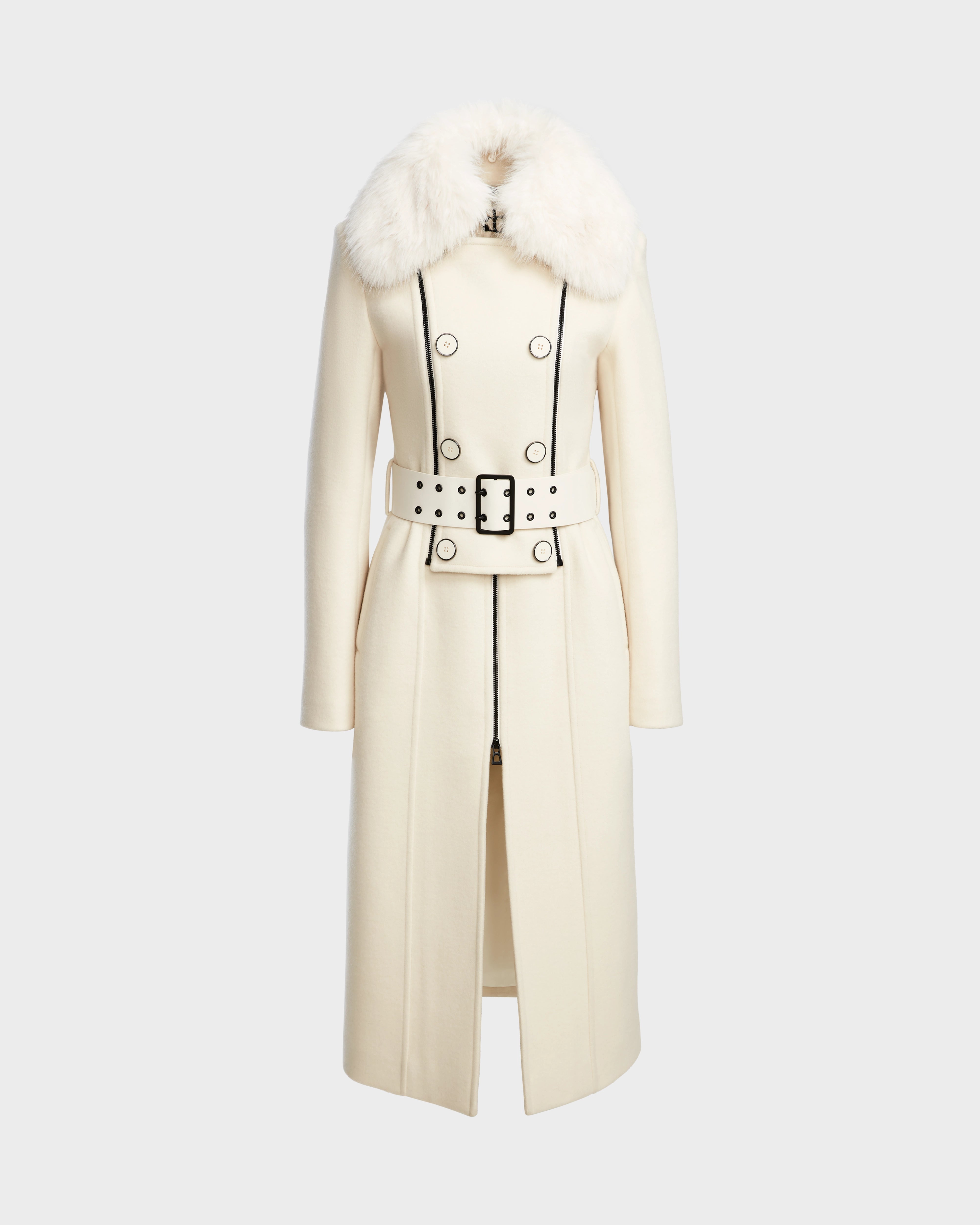 RUDSAK VIRGINIE Women's Wool Cashmere Peacoat | Faux Fur Collar