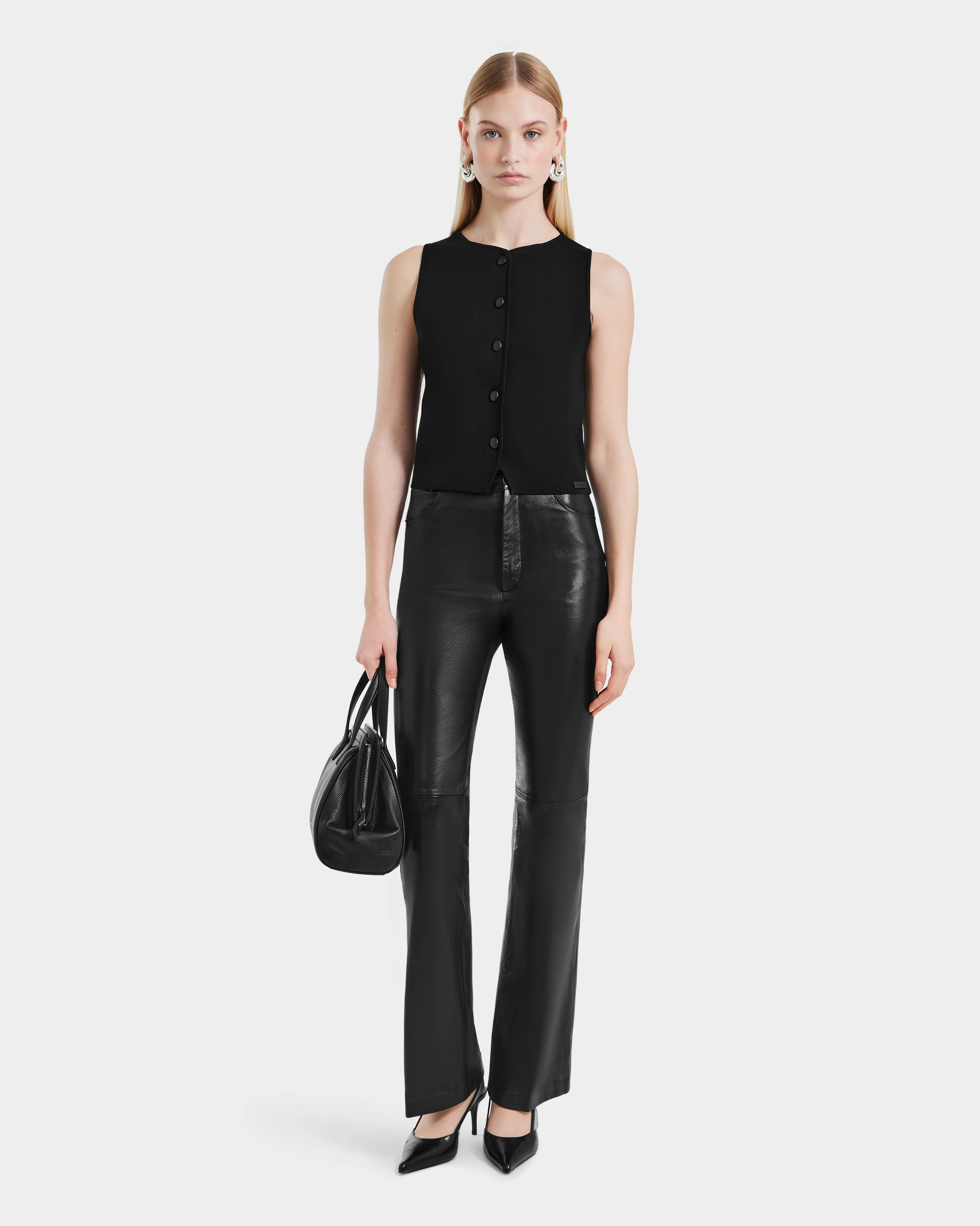 CARISSA Black Flare Leather Pants | Women's Luxe & Chic Style – Rudsak