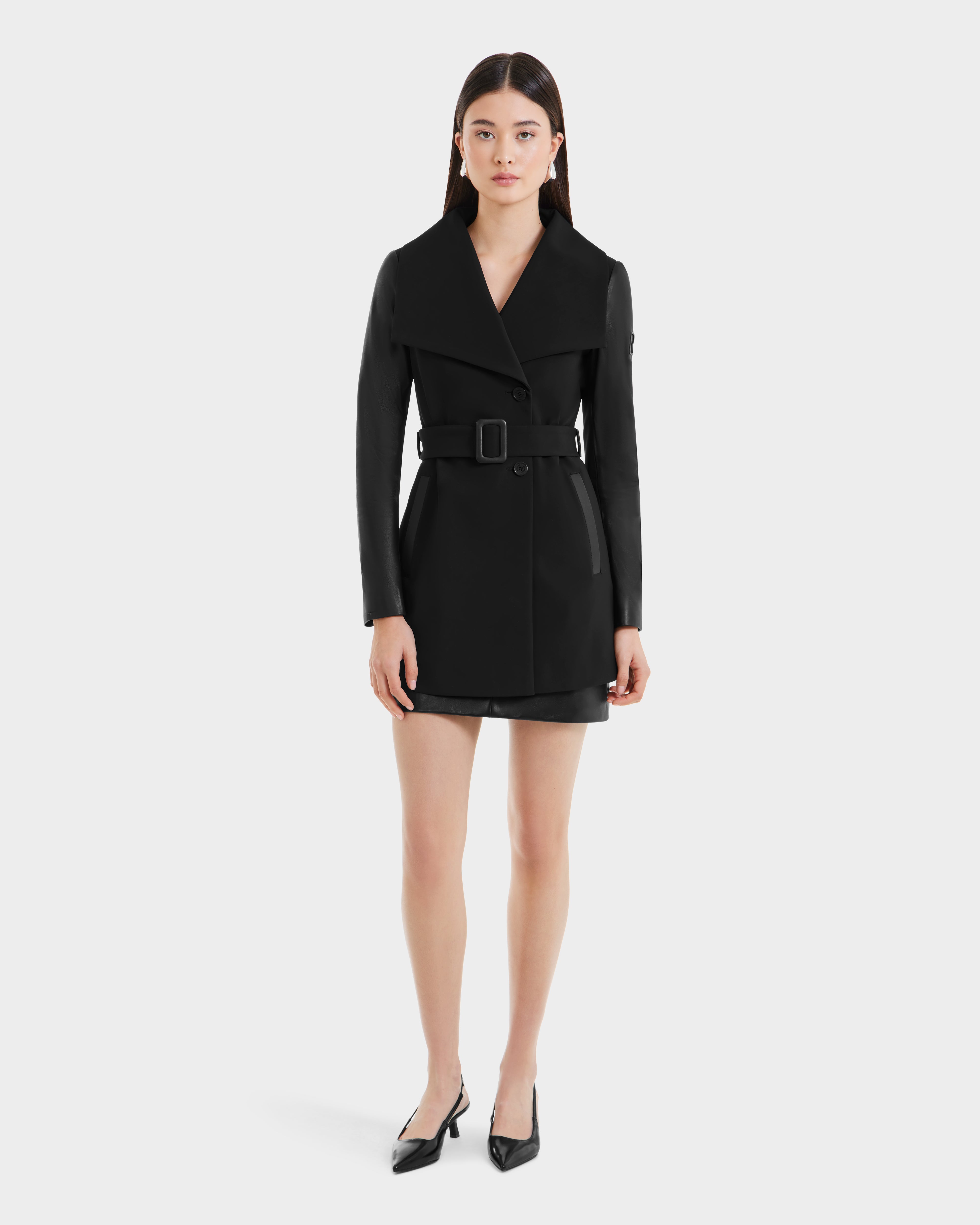ブラックレディー RUDSAK MELBA Women's Neoprene Wrap Coat | Sleek Transitional Style