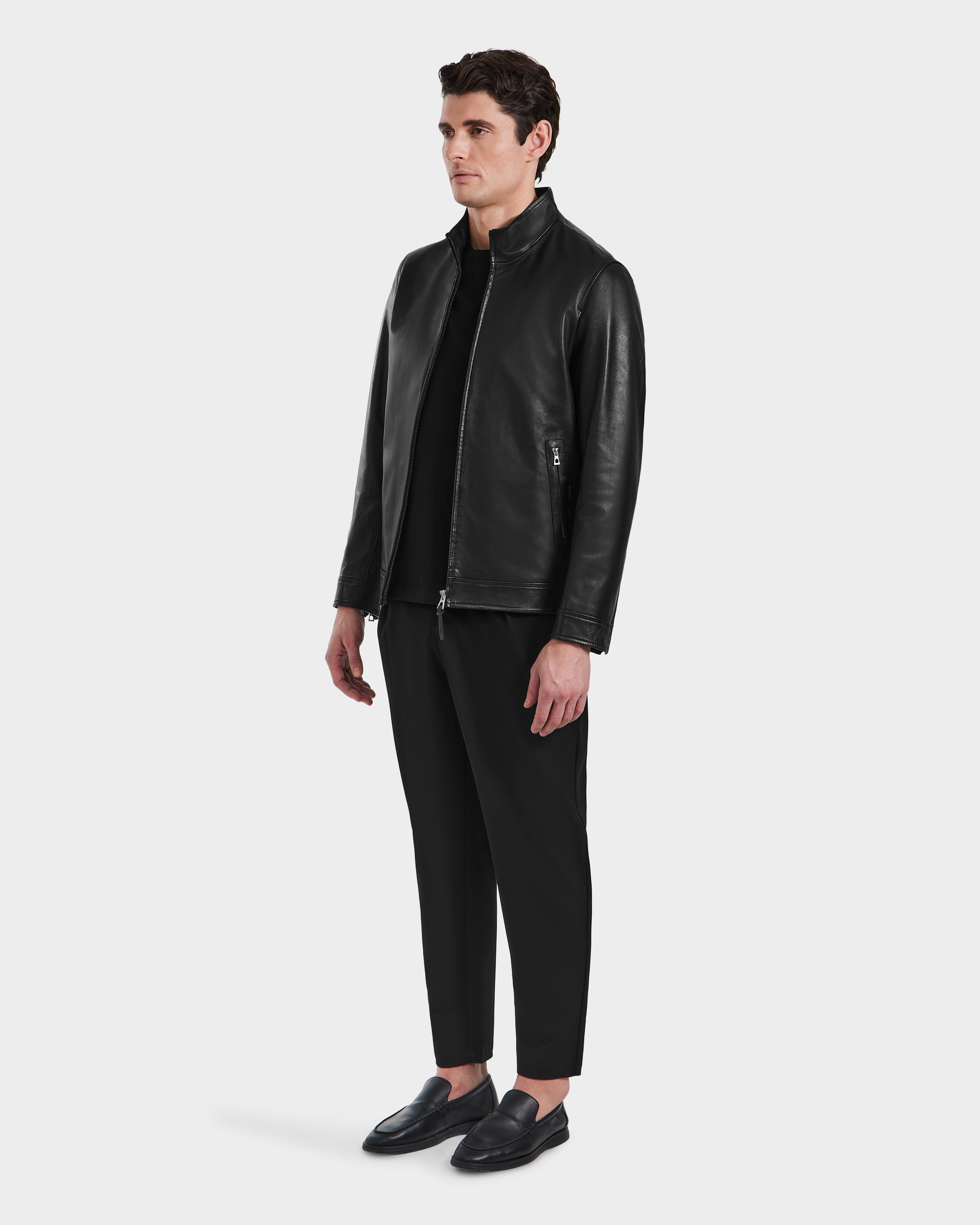 STEVEN RUDSAK Men's Black Leather Jacket Luxe Timeless Style