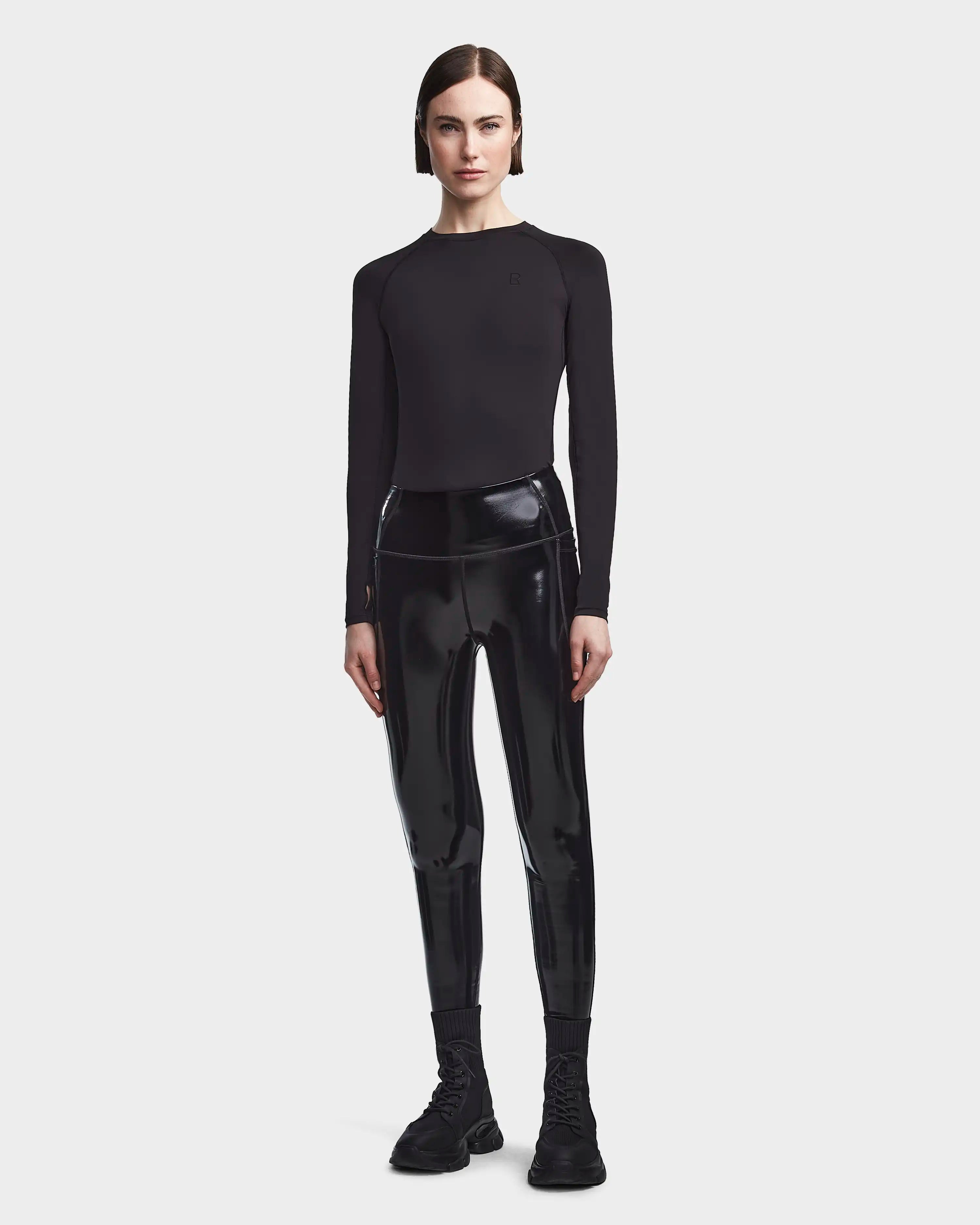 Womens Fashion Slim Black Faux Leather Leggings Stretchy Shiny