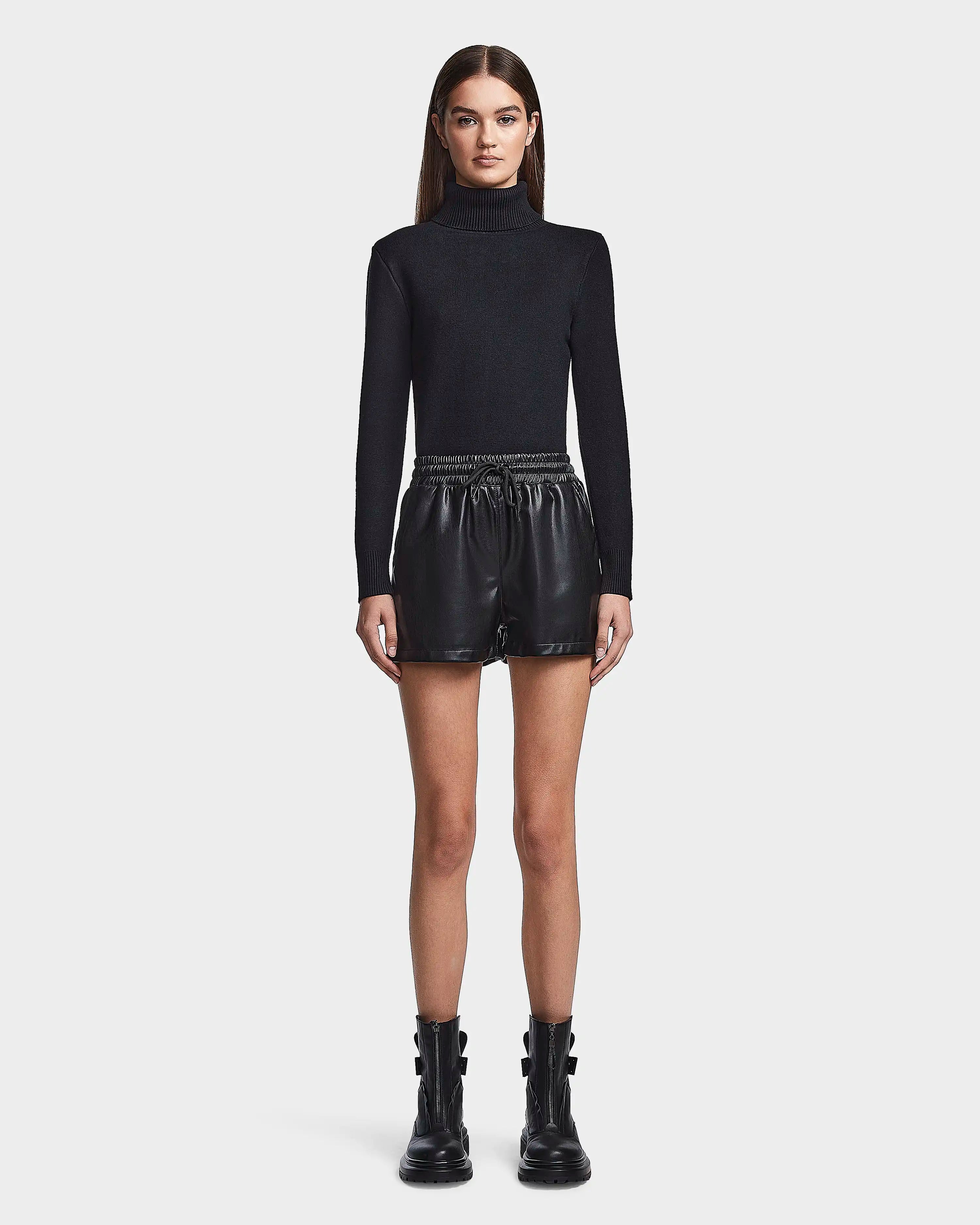 Women's Vegan Leather Shorts VANESSA Black
