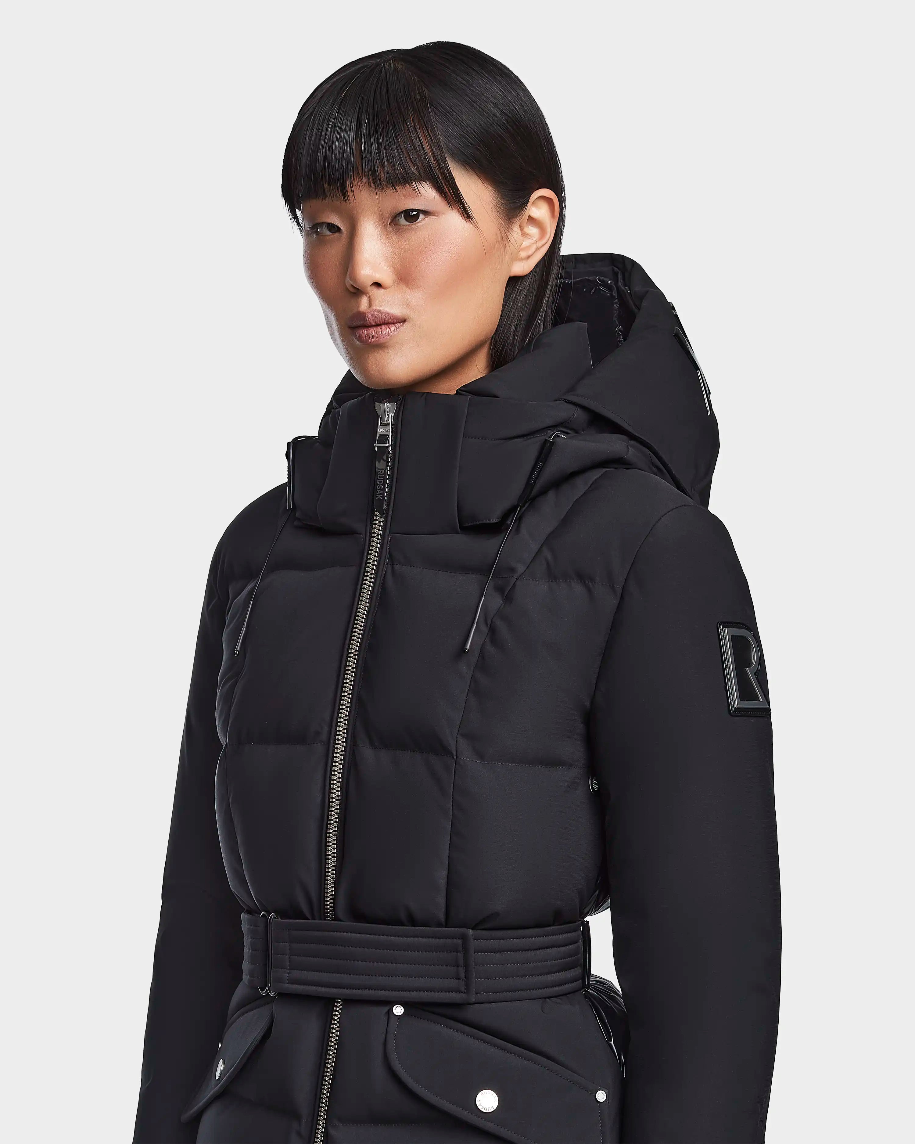 Womens black down coat deals