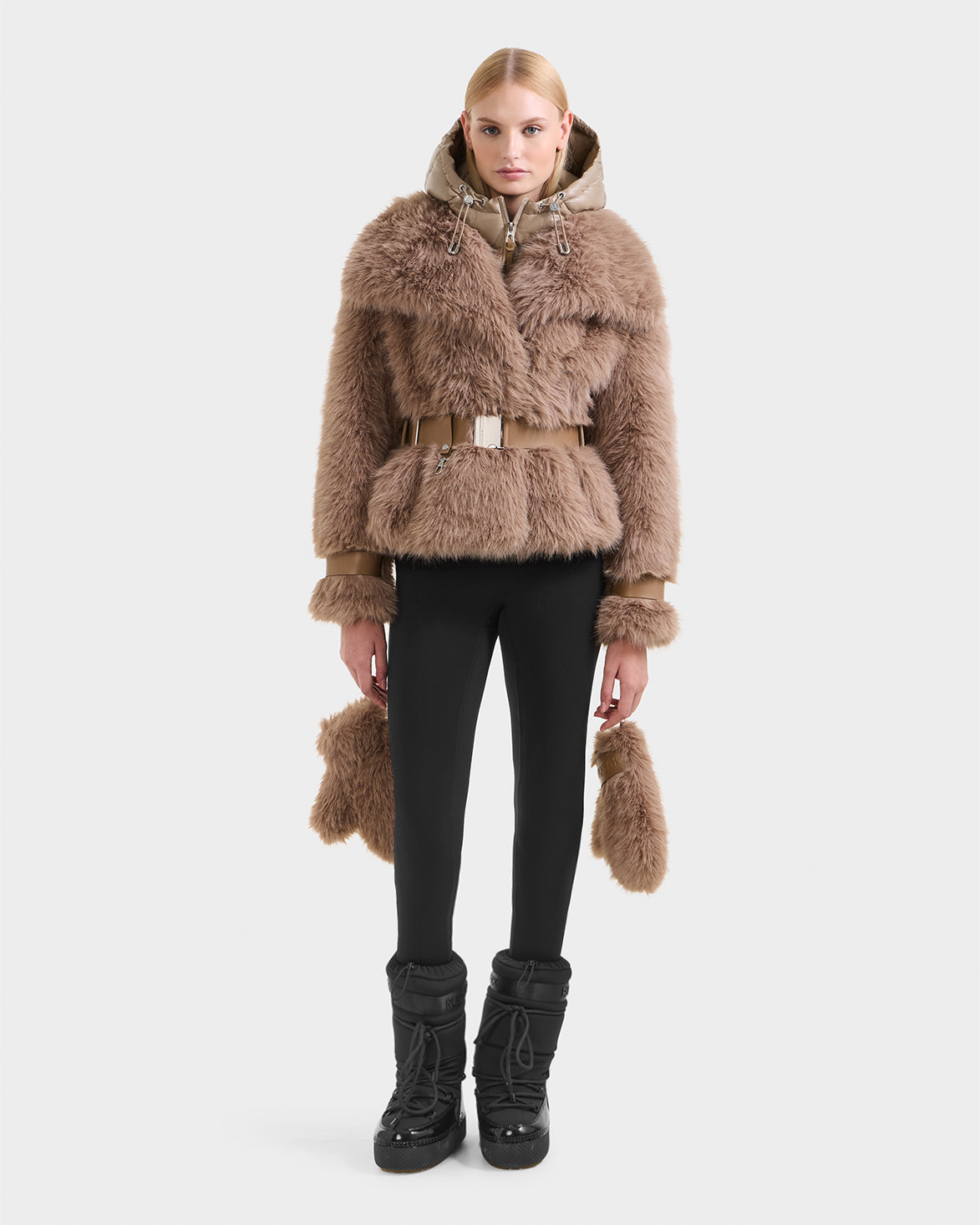 CHLOE Luxurious Faux Fur Jacket - Vegan Leather & Belt | RUDSAK CHLOE Luxurious Faux Fur Jacket - Vegan Leather & Belt | RUDSAK