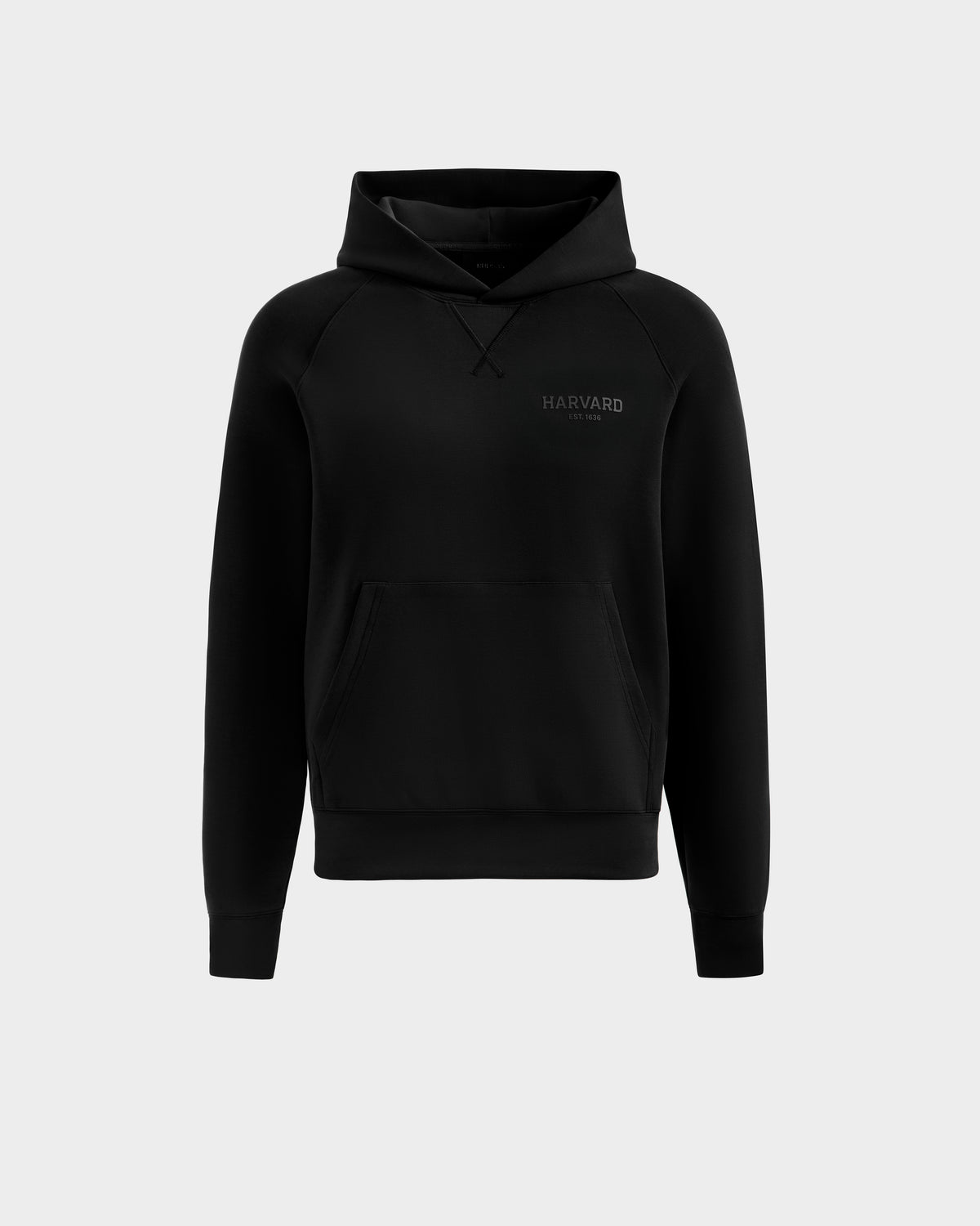 The BARRY HV - H525500 Black by Rudsak is a limited-edition hoodie with long sleeves, a front pocket, and subtle HARVARD on the left chest, shown against a light gray background.