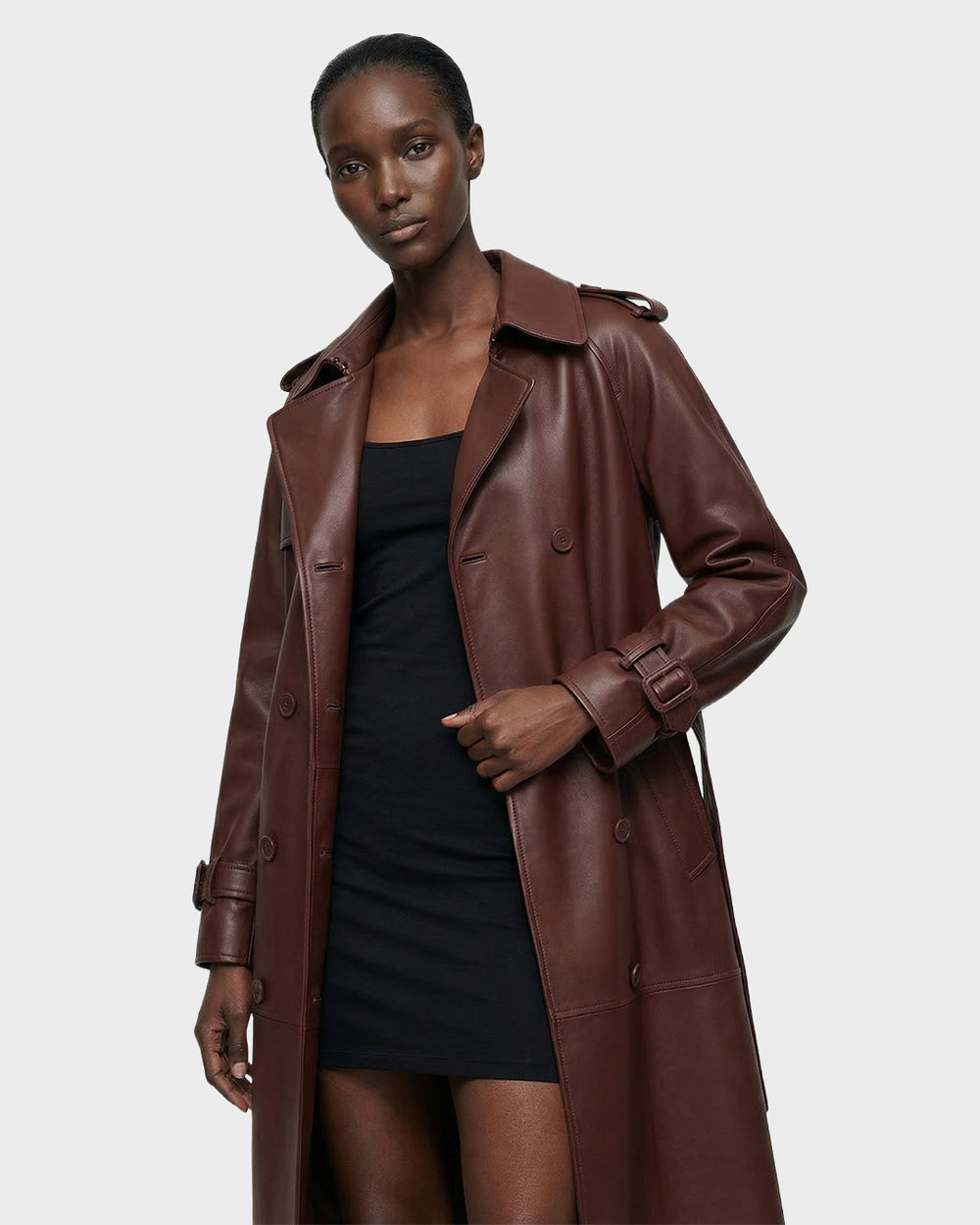 Elevate Your Style: RUDSAK CASSIE L-B Leather Trench Coat - Rust