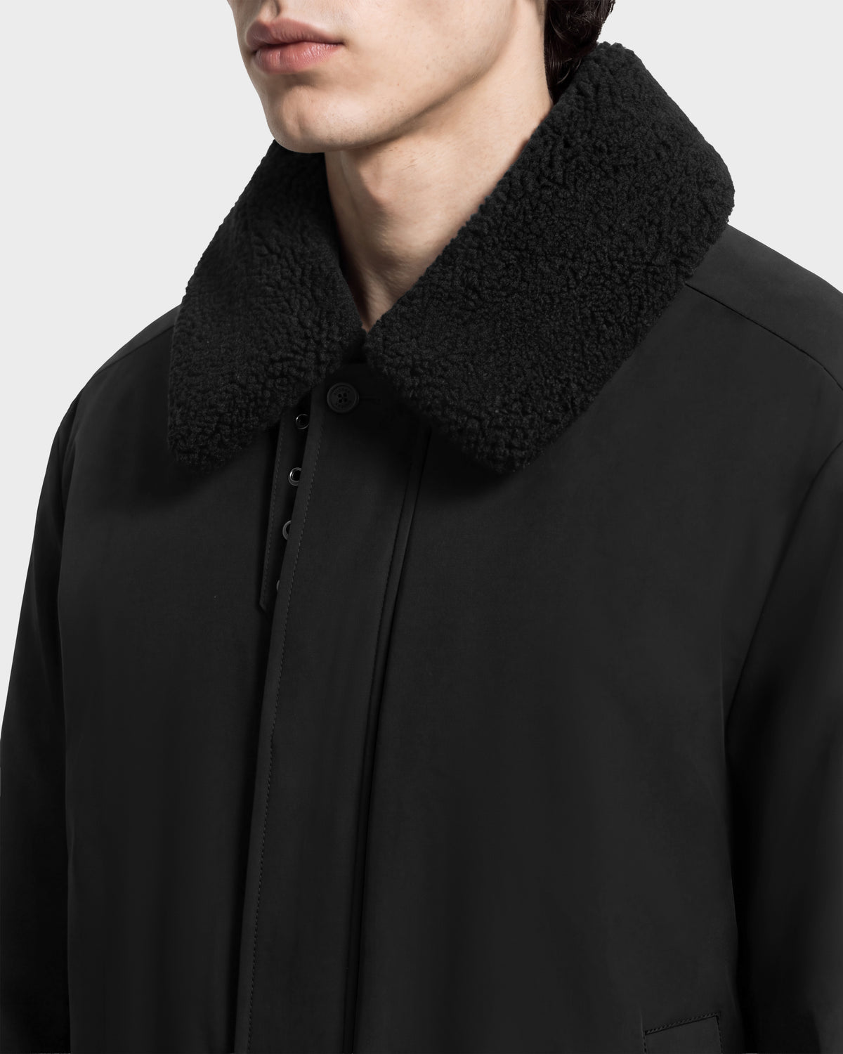 A black ANTOINE - 6126506 refined utility jacket with a textured faux-shearling collar.