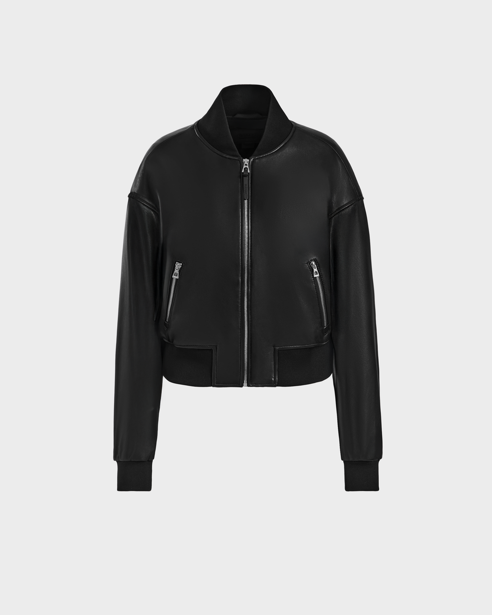 RUDSAK EMERSON Black Leather Bomber Jacket - Modern Cropped – Rudsak