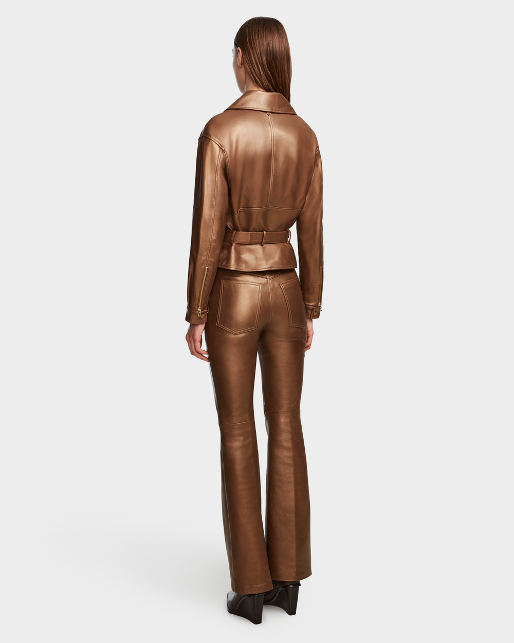 RUDSAK ARIELLE Women's Lamb Leather Biker Jacket - Antique Bronze