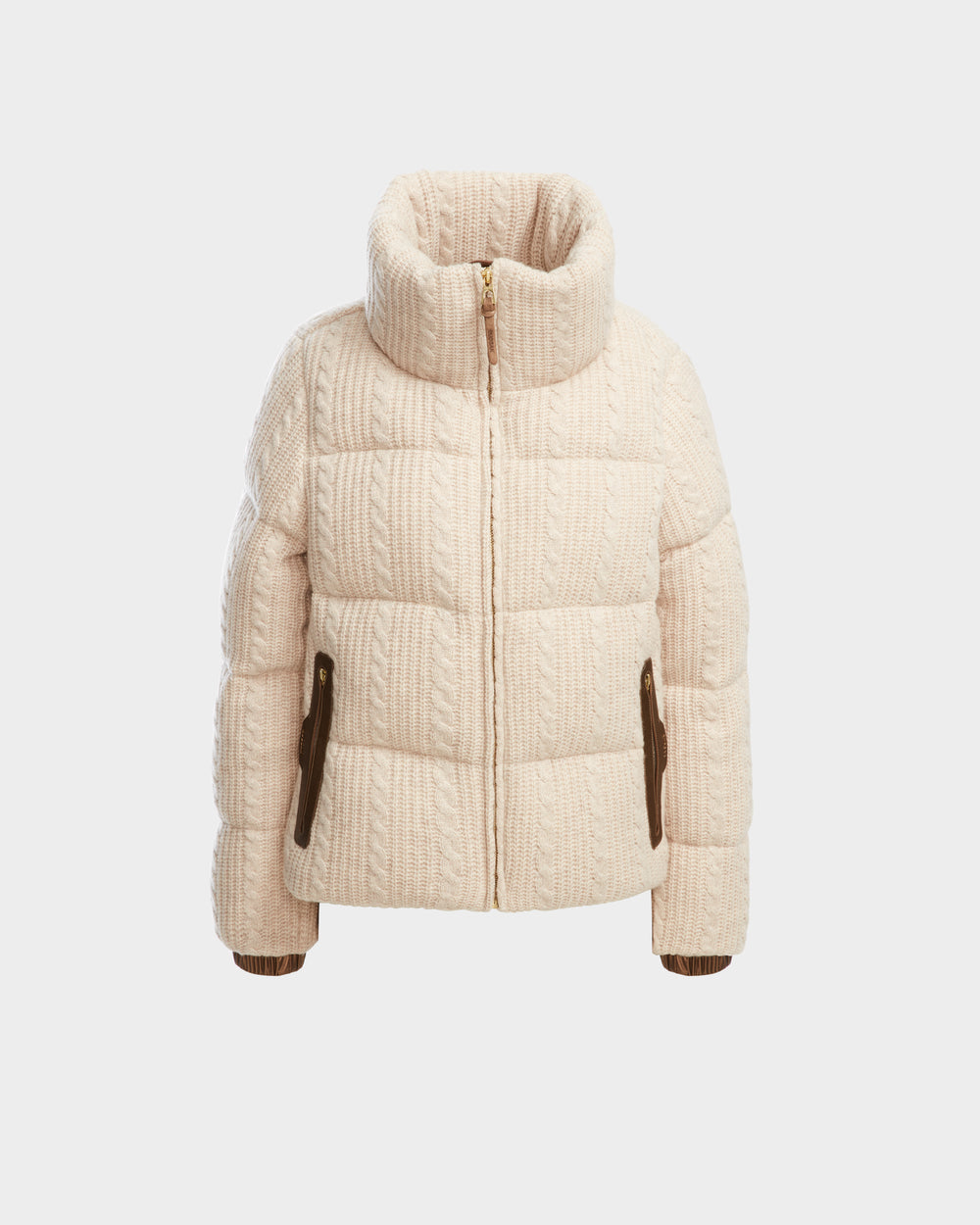 MISTREASSミストレアスCable Knit Padded Jacket RUDSAK AMELIE Women's Wool Cashmere Cable Knit Down Puffer – Rudsak