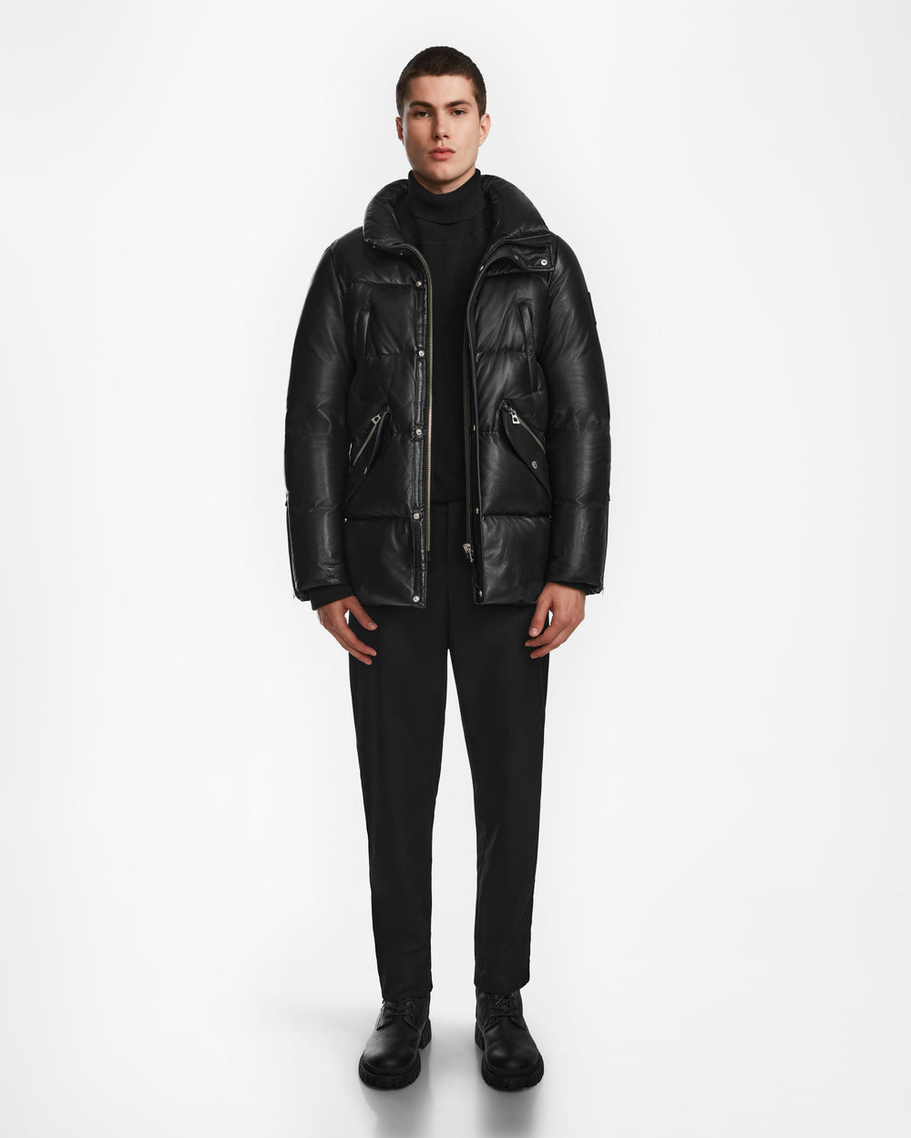 Leather Jacket Mens Winter Anorak Unisex Leather Down Parka APOLLO