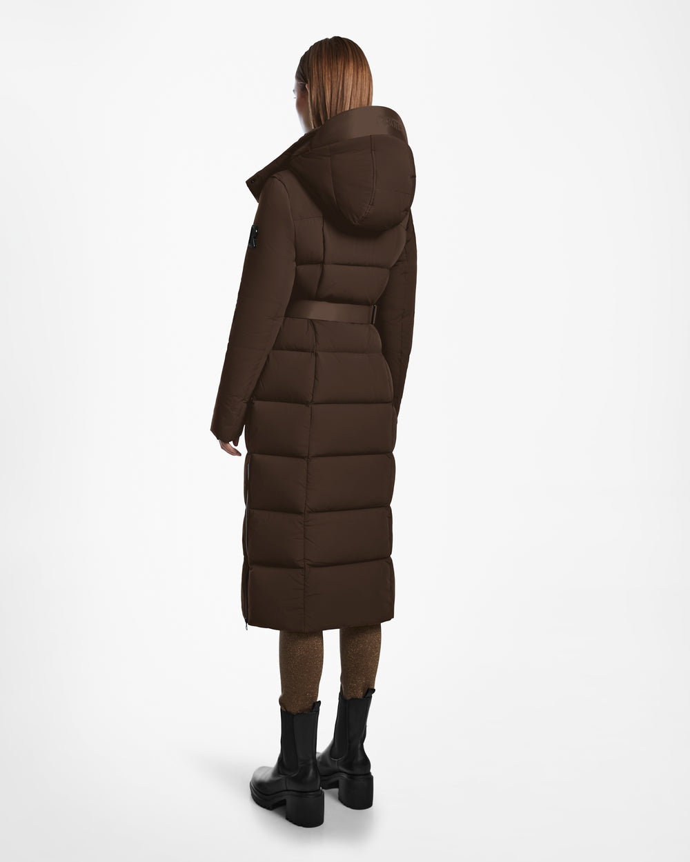 Fur Hood Brown Long Puffer Coat Womens CALI Mocha Women's