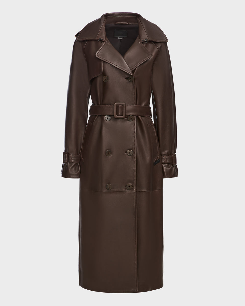 RUDSAK CASSIE L Women's Leather Trench Coat - Espresso | Tailored
