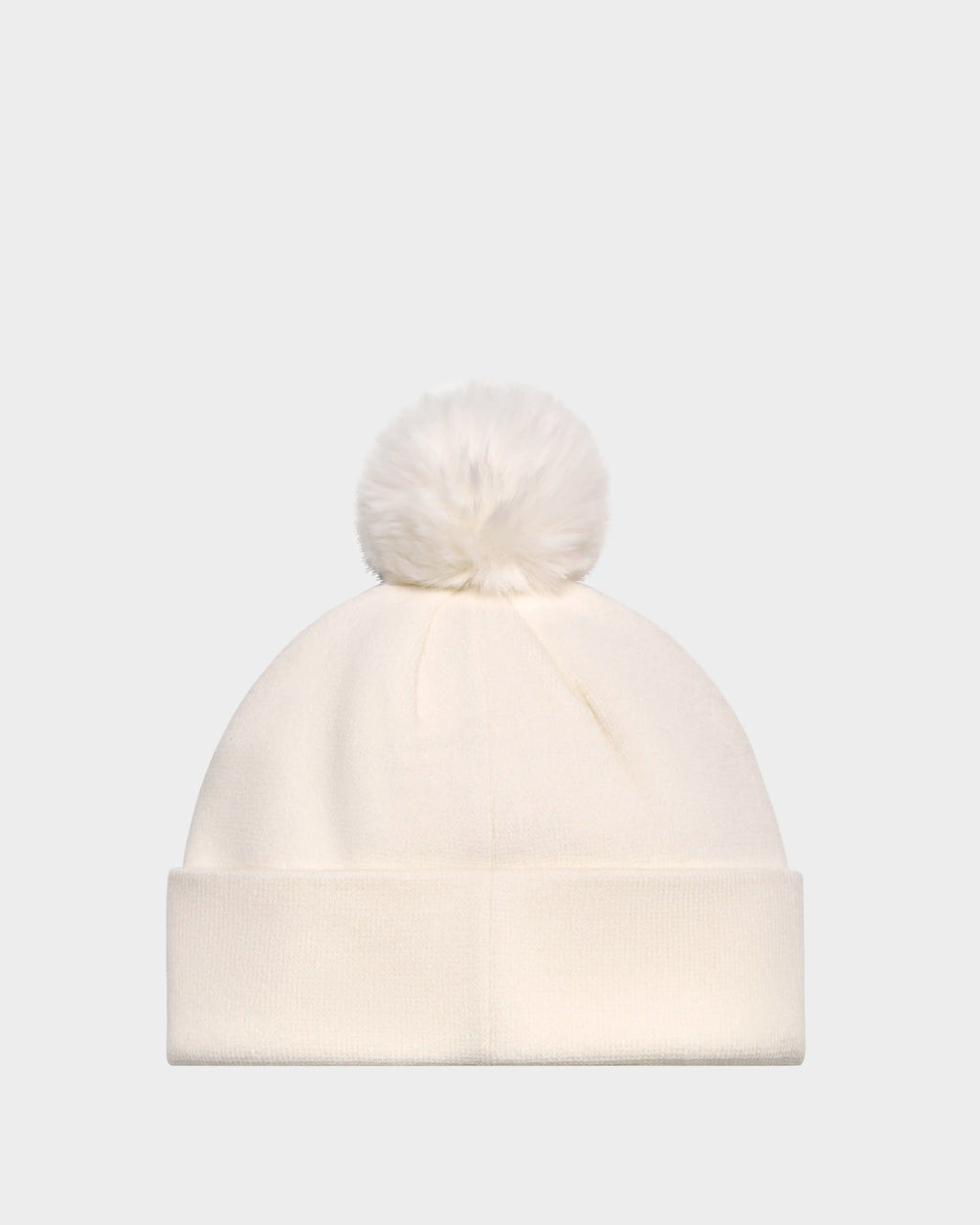 The Rudsak CERRY - 9423508 Iceland is a white unisex knit tuque with a folded brim and a large pom-pom, shown against a plain light gray background.