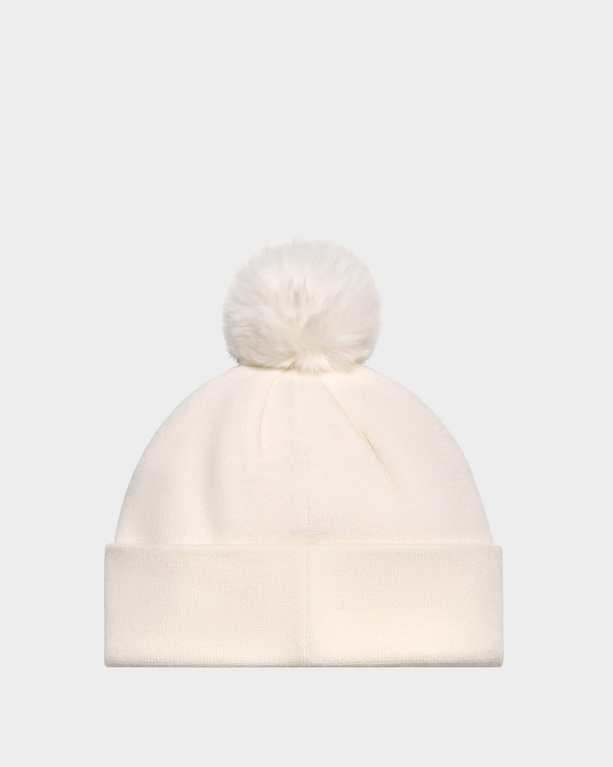 The Rudsak CERRY - 9423508 Iceland is a white unisex knit tuque with a folded brim and a large pom-pom, shown against a plain light gray background.