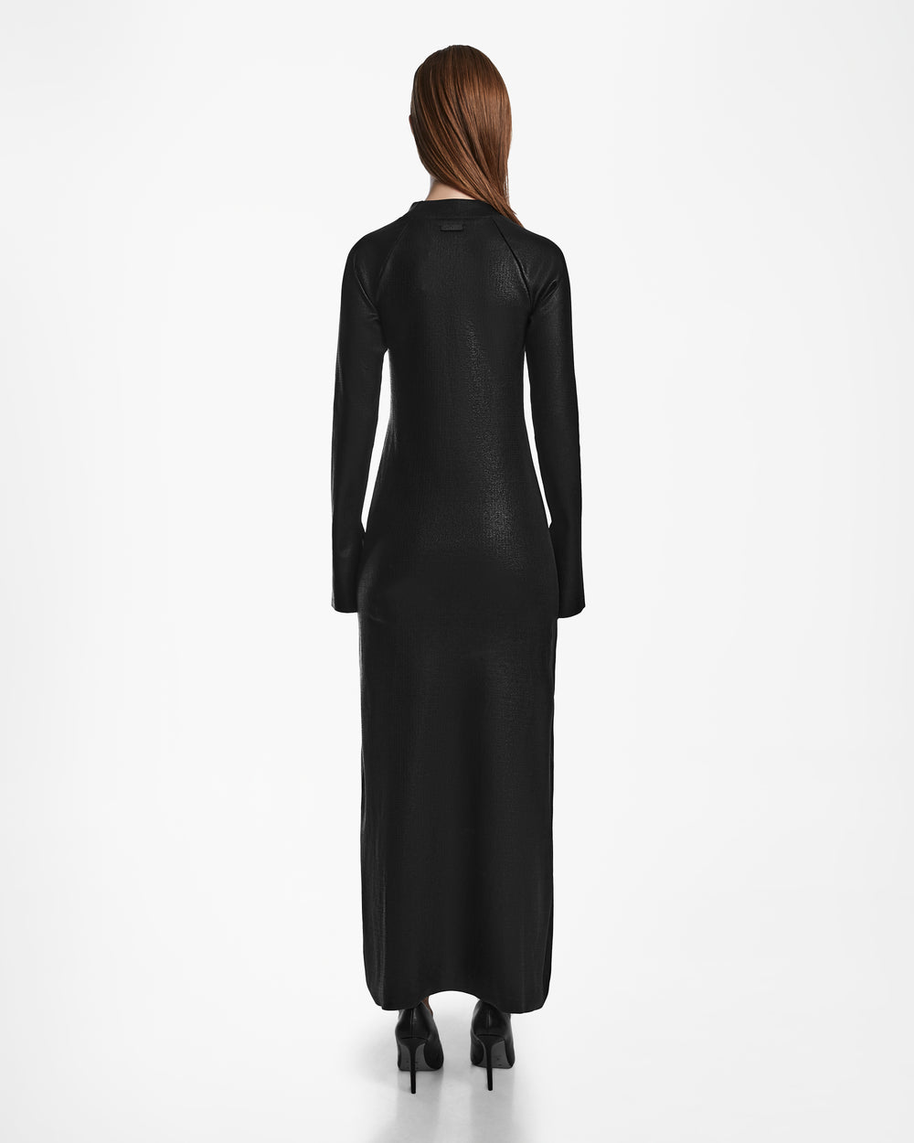 fiza maxi dress in black RUDSAK FAIZA Black Coated Maxi Dress