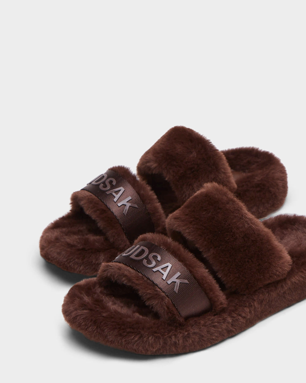 GEMA RUDSAK Espresso Faux Fur Slipper Slides | Women's Luxury – Rudsak