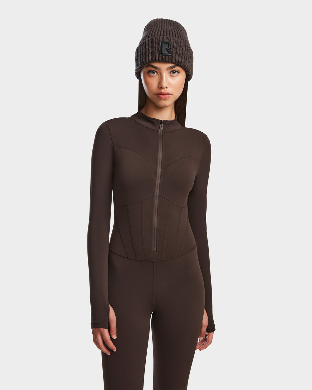 RUDSAK IVY Women's Espresso Stretch Bodysuit - Sleek & Warm – Rudsak