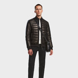 JIMMY X Black Men's Quilted Leather Down Jacket | Warmth & Style JIMMY X Black Men's Quilted Leather Down Jacket | Warmth & Style