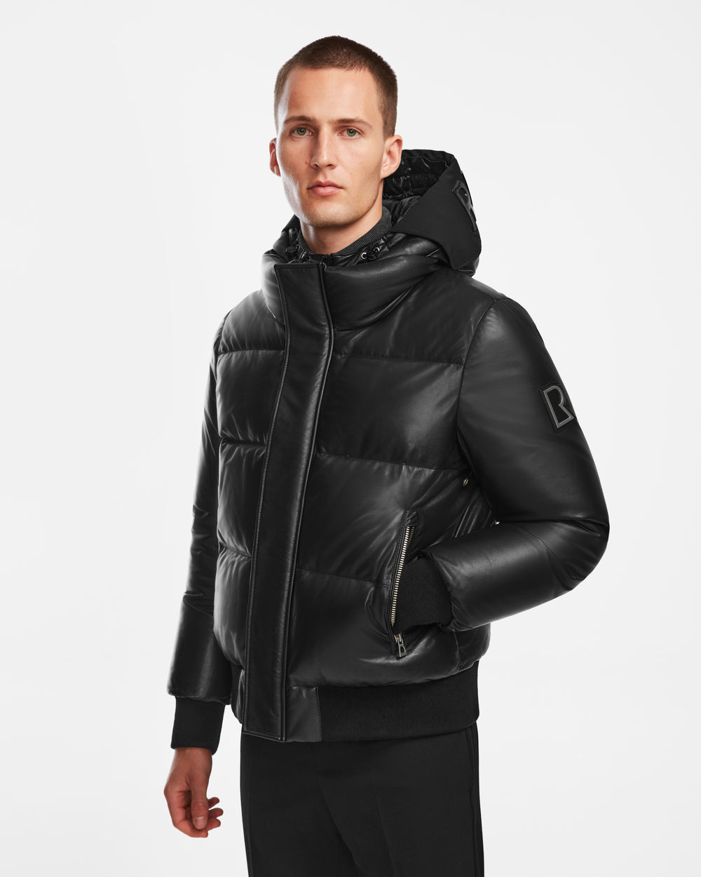 Rudsak Leather Bomber Puffer Jacket Mens Vintage Leather Jacket