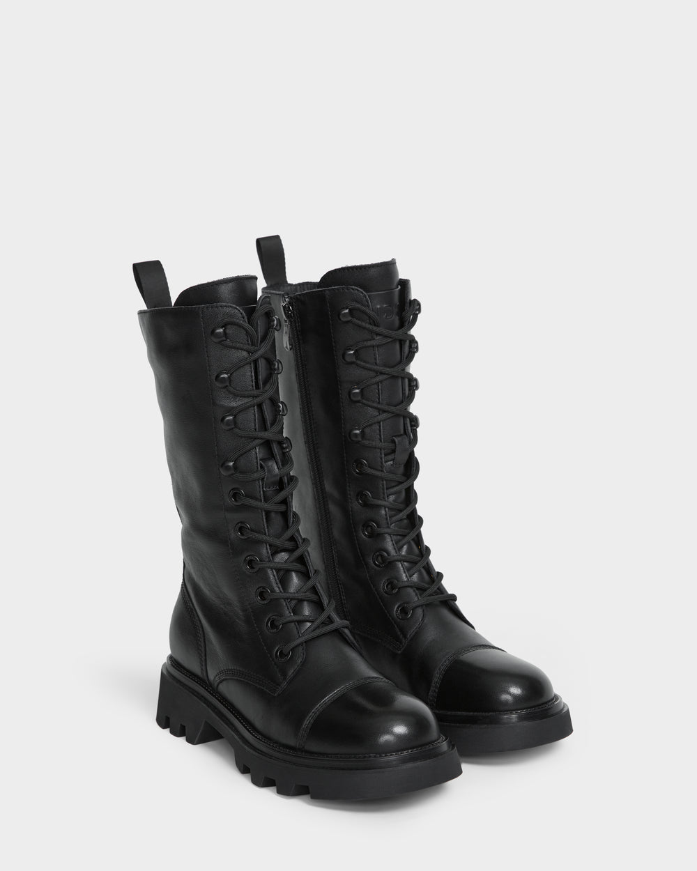 LIDIA Black Women's Tall Leather Combat Boots Edgy Style – Rudsak