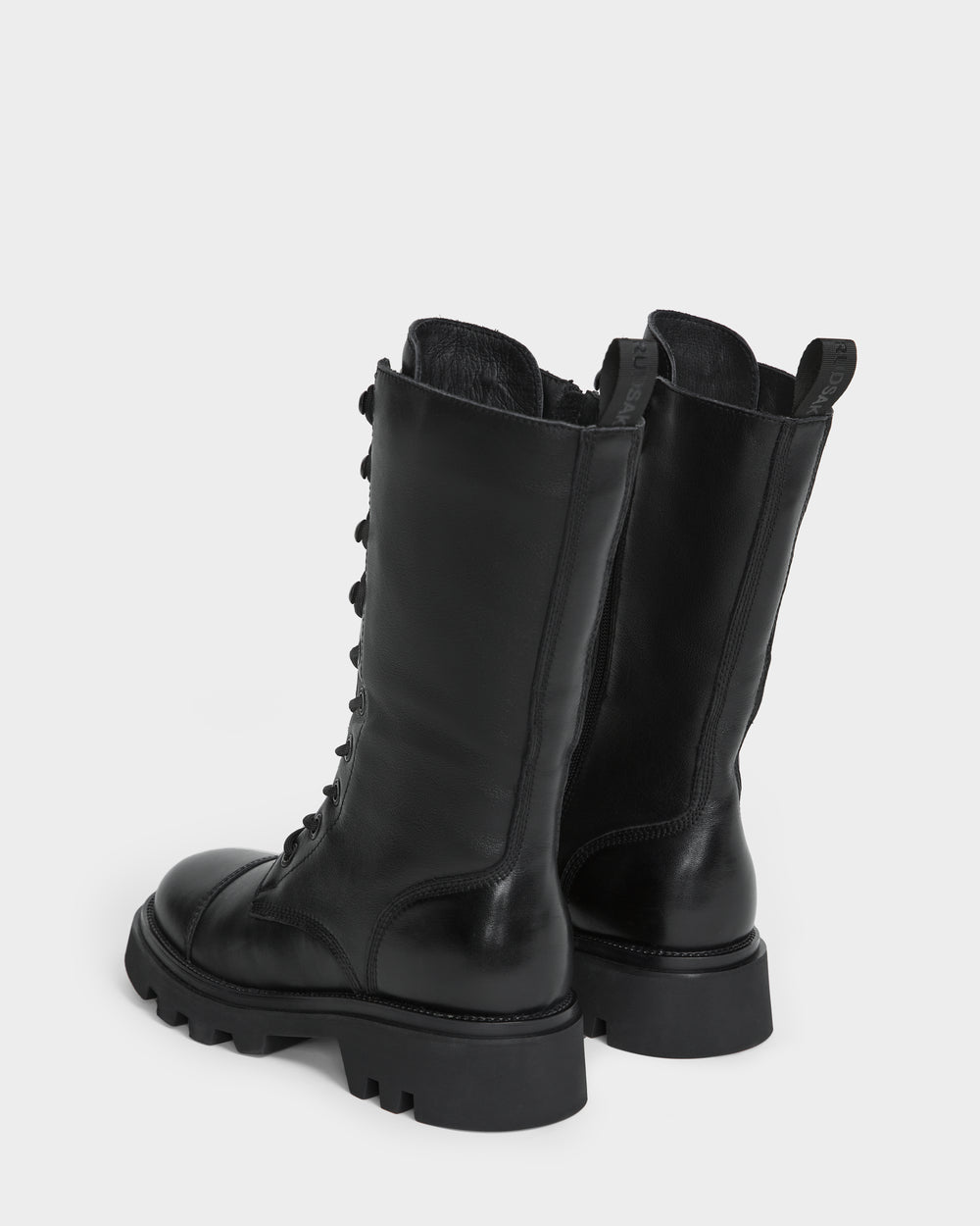 LIDIA Black Women's Tall Leather Combat Boots Edgy Style – Rudsak