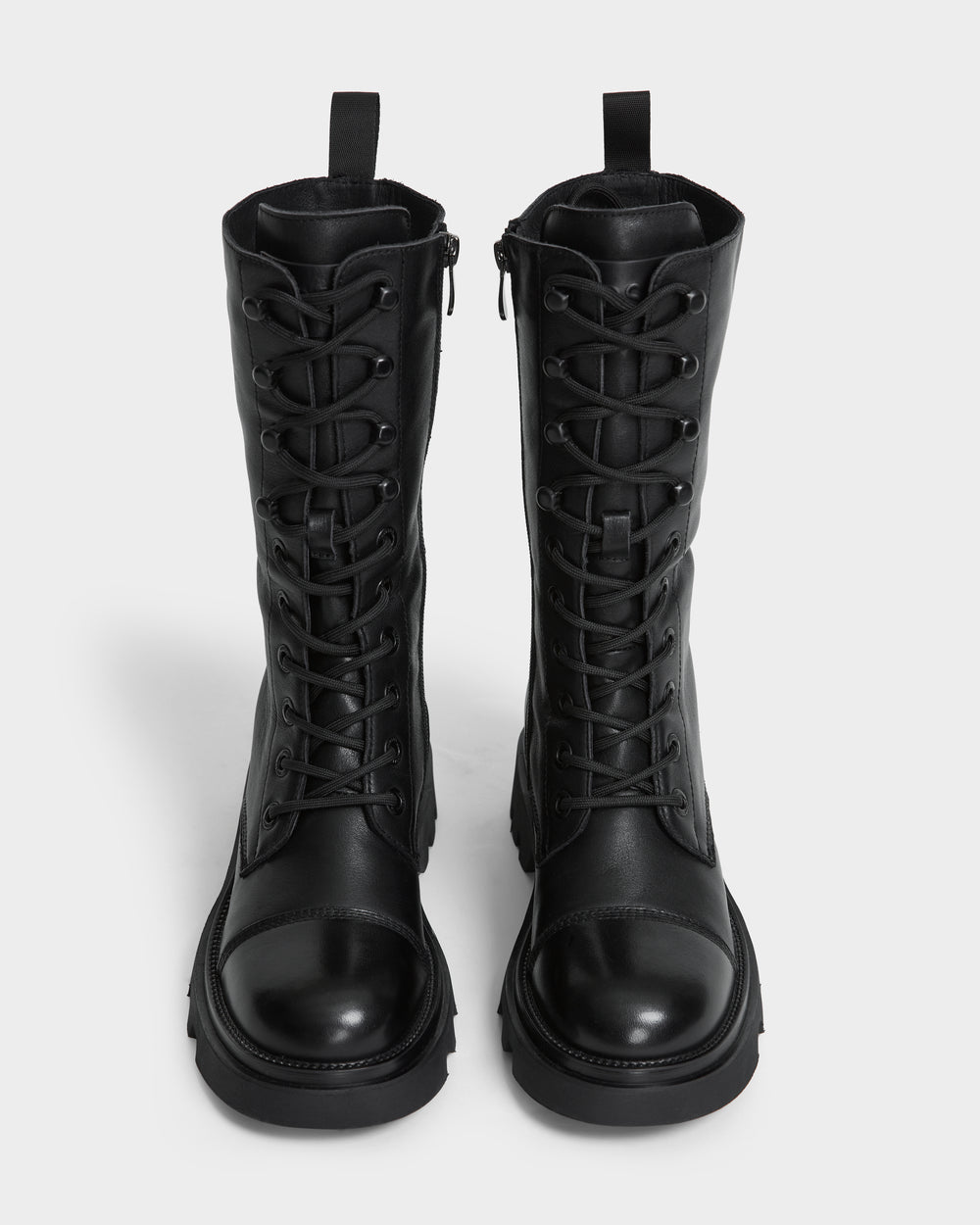 LIDIA Black Women's Tall Leather Combat Boots Edgy Style – Rudsak