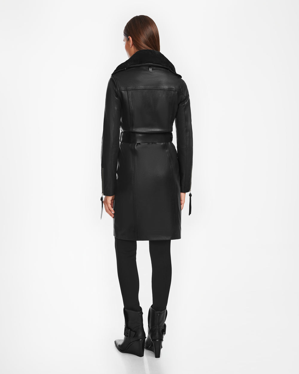 Manteau Femme Trench Coat En Cuir Femme Manteaux Cuir En Cuir