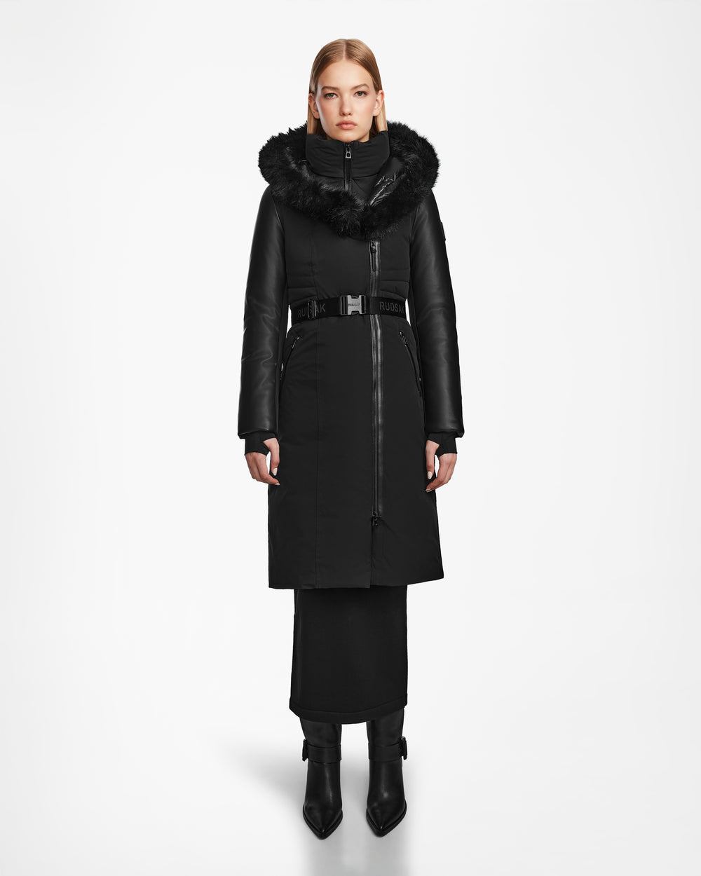 RUDSAK MISALA Black Women's Long Maxi Down Coat - Warm & Recycled