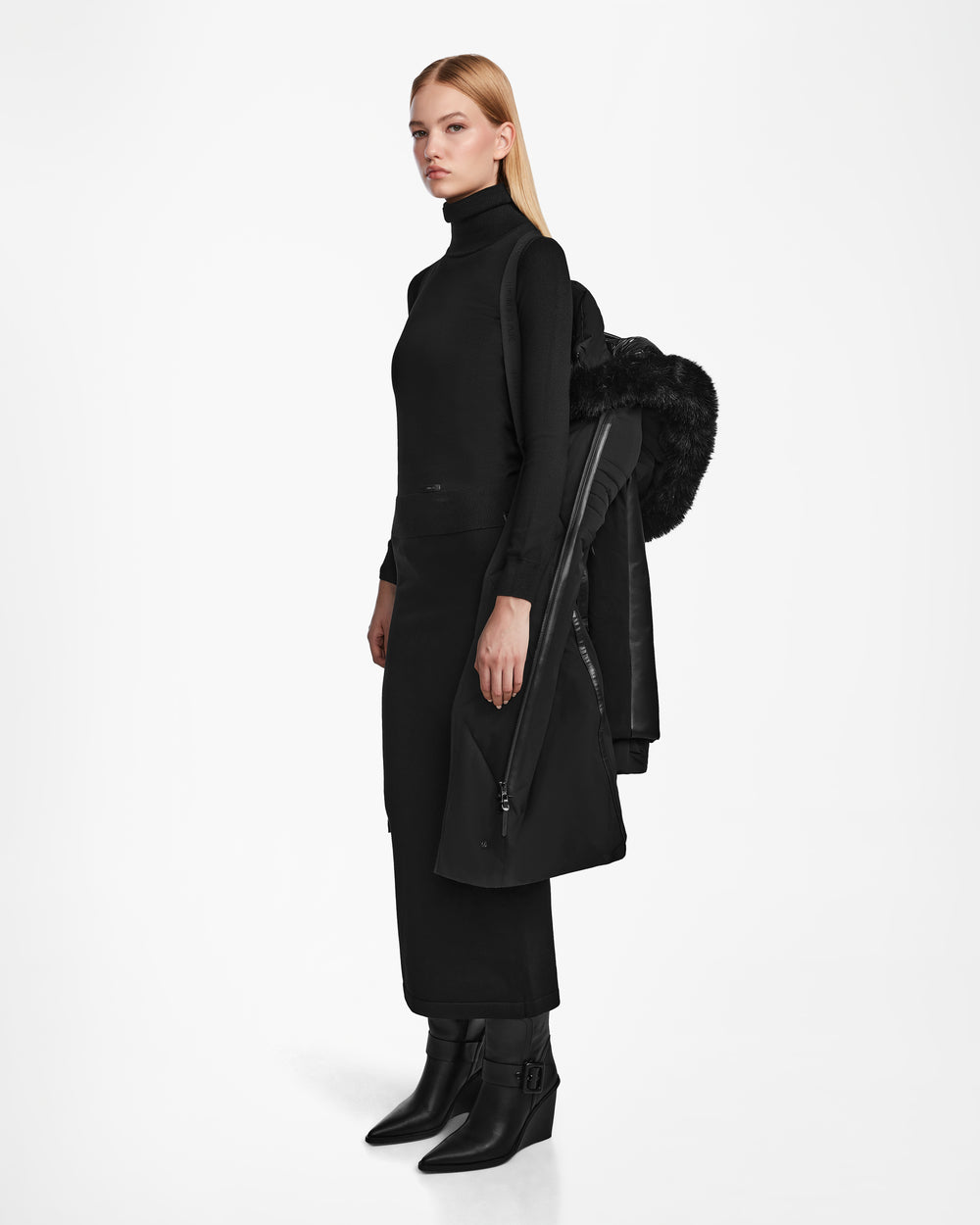 RUDSAK MISALA Black Women's Long Maxi Down Coat - Warm & Recycled