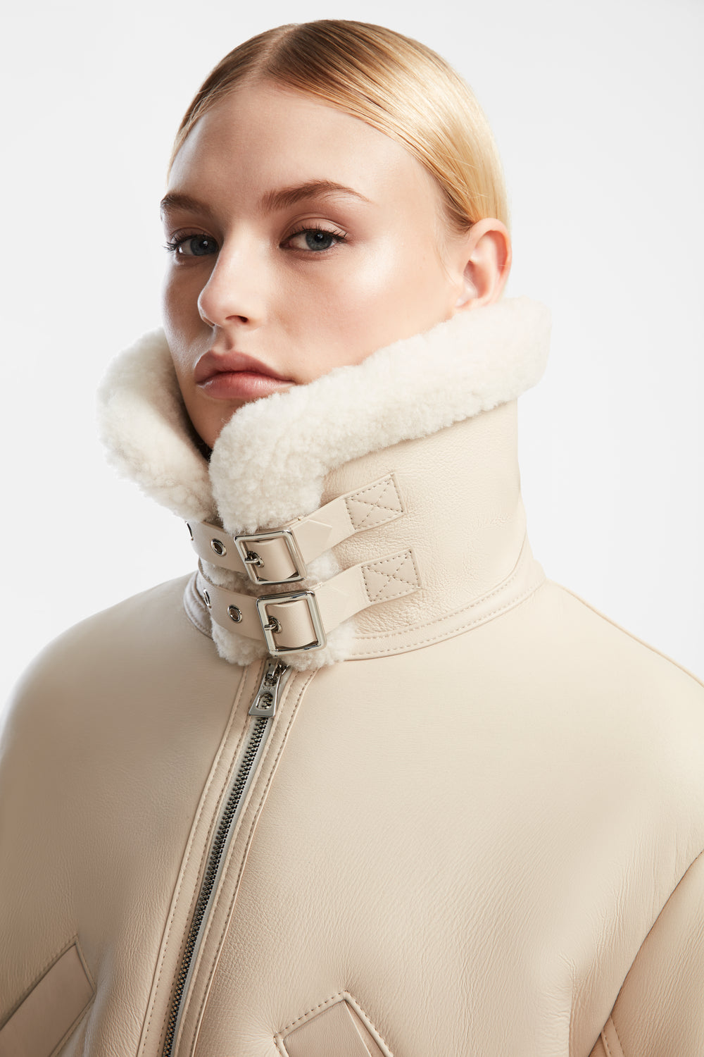 RUDSAK POLINA Women's Shearling Leather Moto Jacket | Warmth