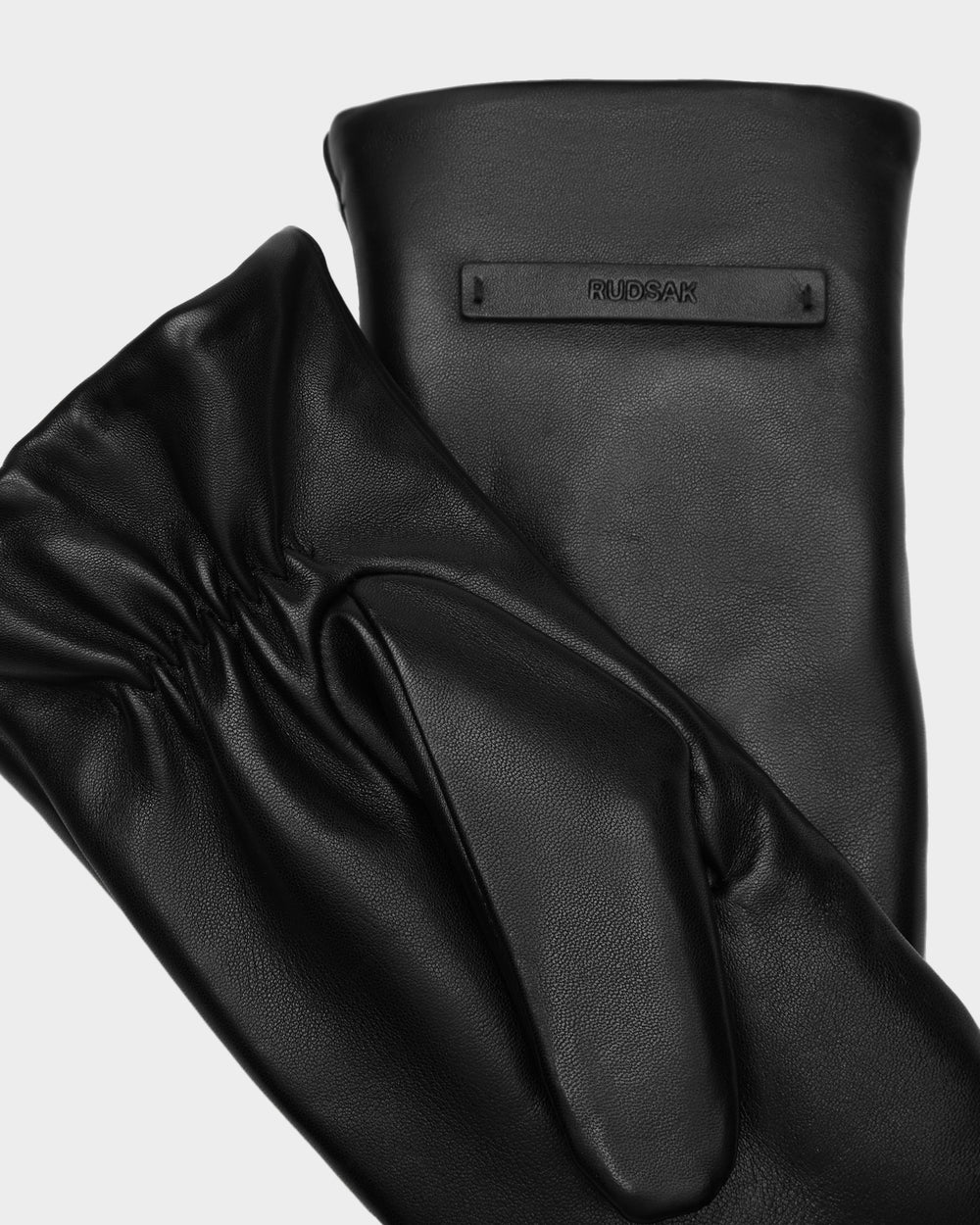RUDSAK SELMA Women's Black Leather Mittens Warm Shearling Lining