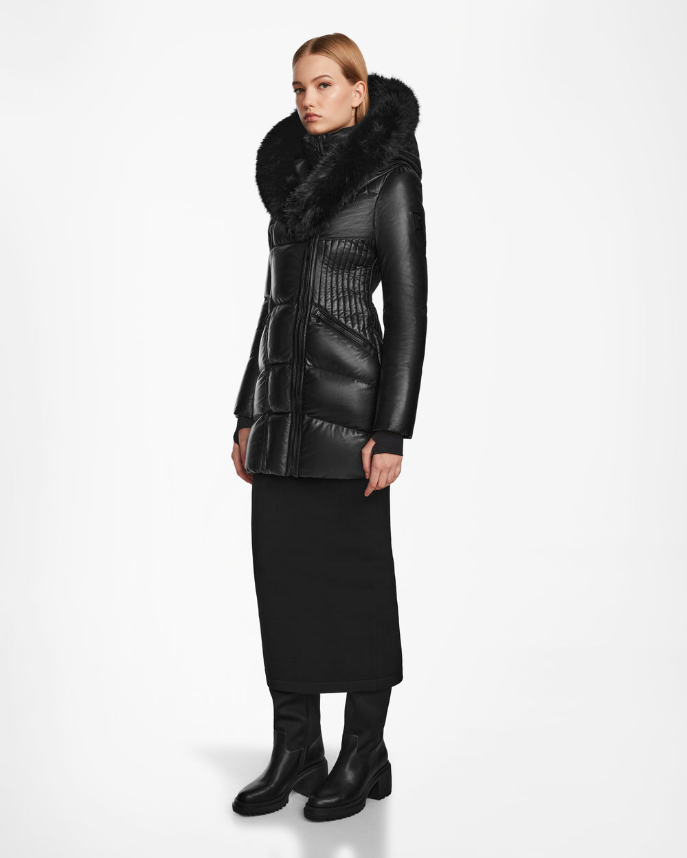 RUDSAK 本革 レザーダウン ジャケット 黒 XS フード ベルト y2k SHAUNA X - 8122535 BLACK – Rudsak