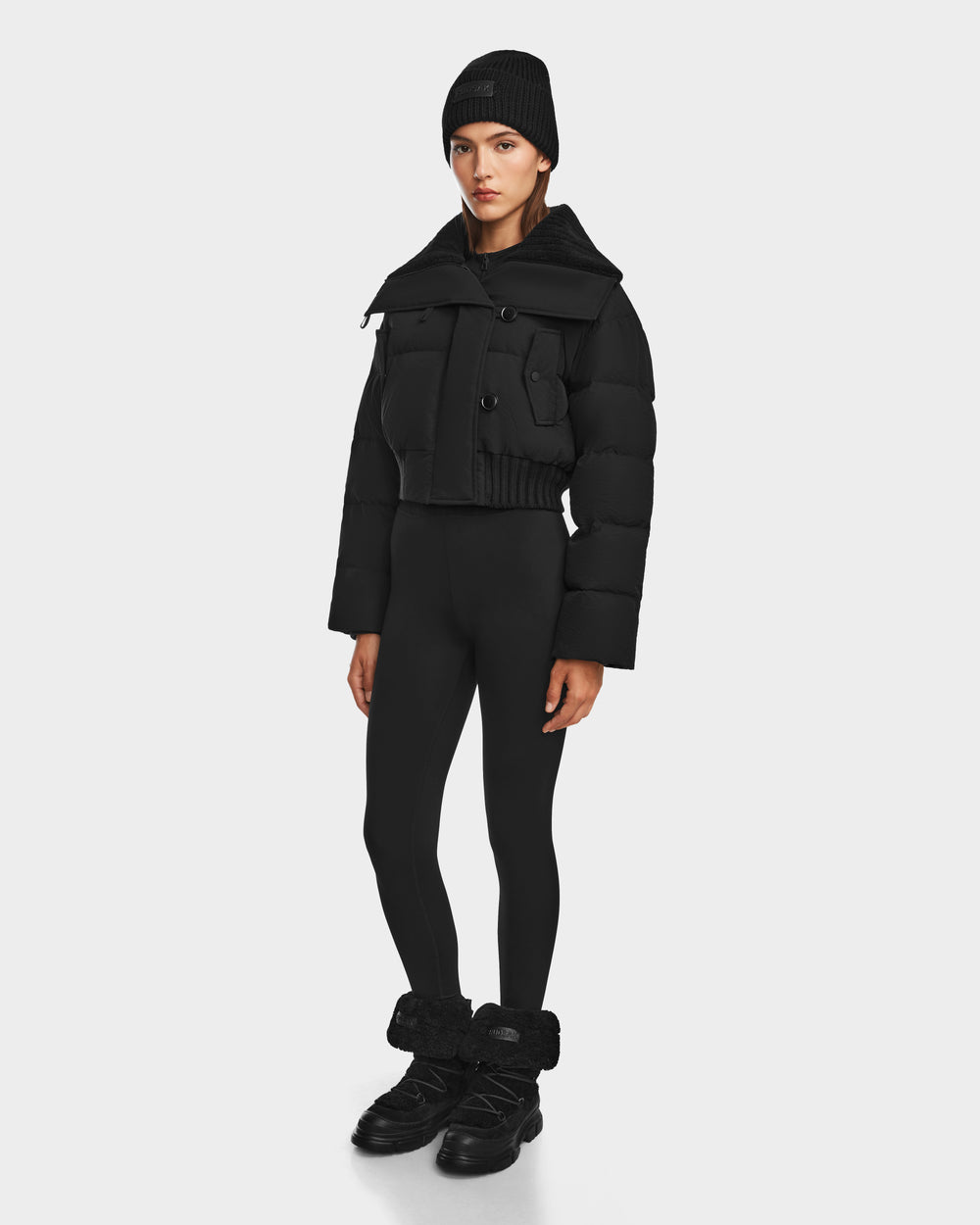 Rudsak Yvette Black Crop Down Puffer: Retro Corduroy Style