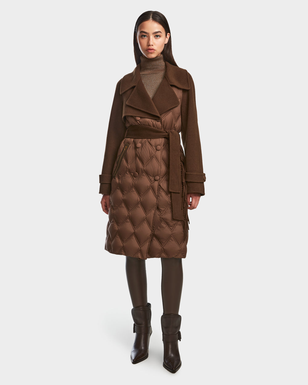 RUDSAK ZOE Women's Quilted Down & Wool Trench Coat | Western Style