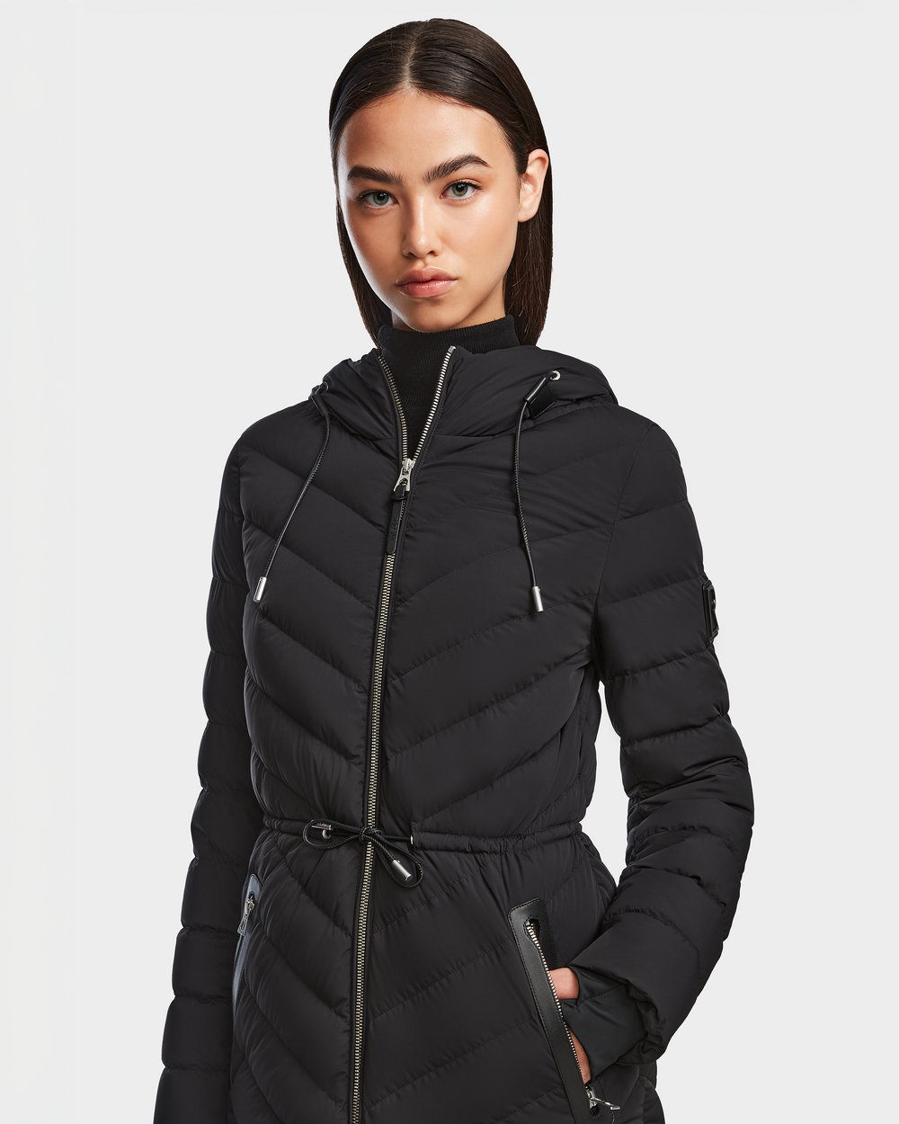 【新品】RUFFLOG STRAIGHT QUILT PUFFER JACKET RUDSAK FRANCINE Black Women's Light Down Puffer - Style & Warmth