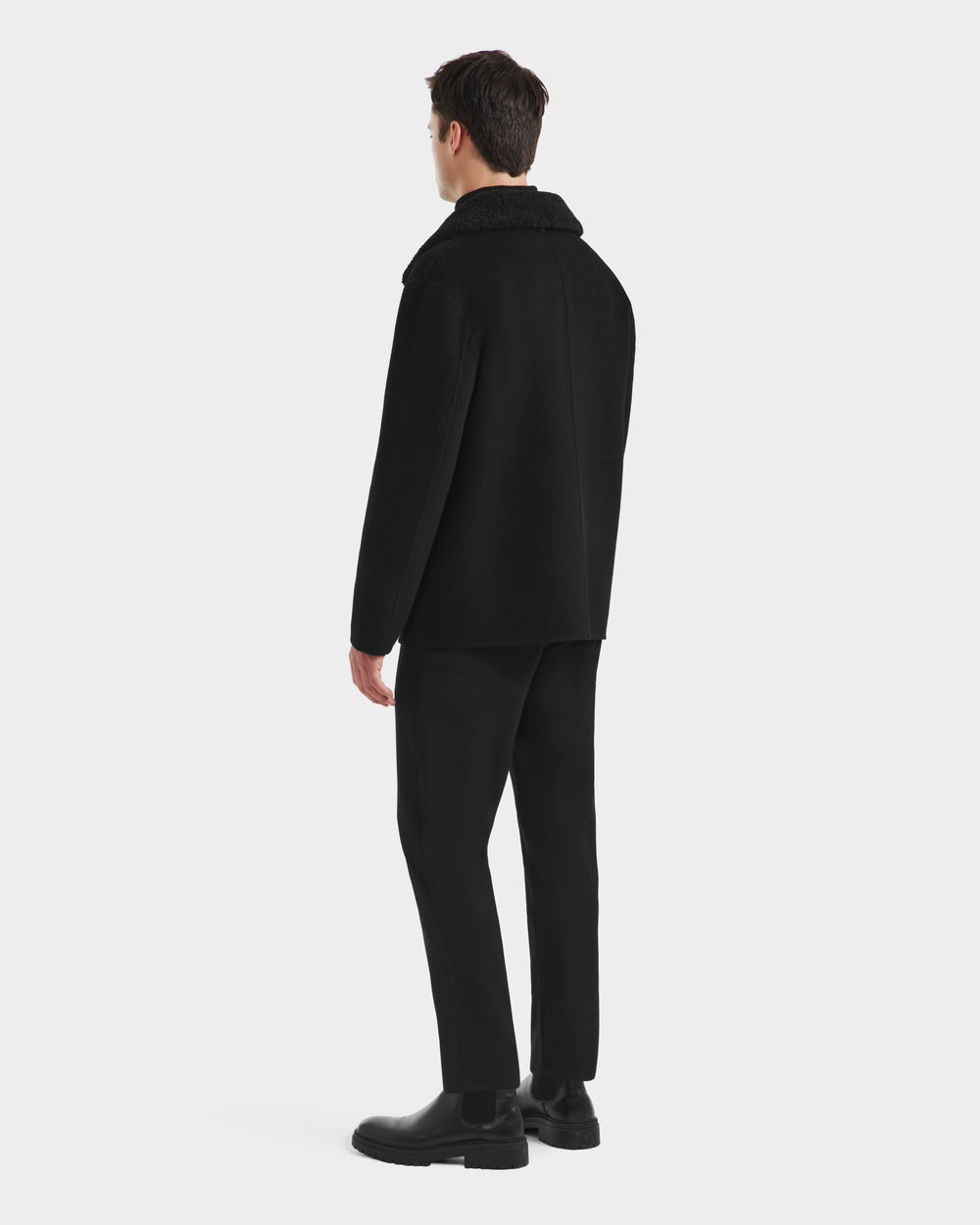 RUDSAK AIDEN Men's Wool-Blend Coat | Removable Shearling Collar